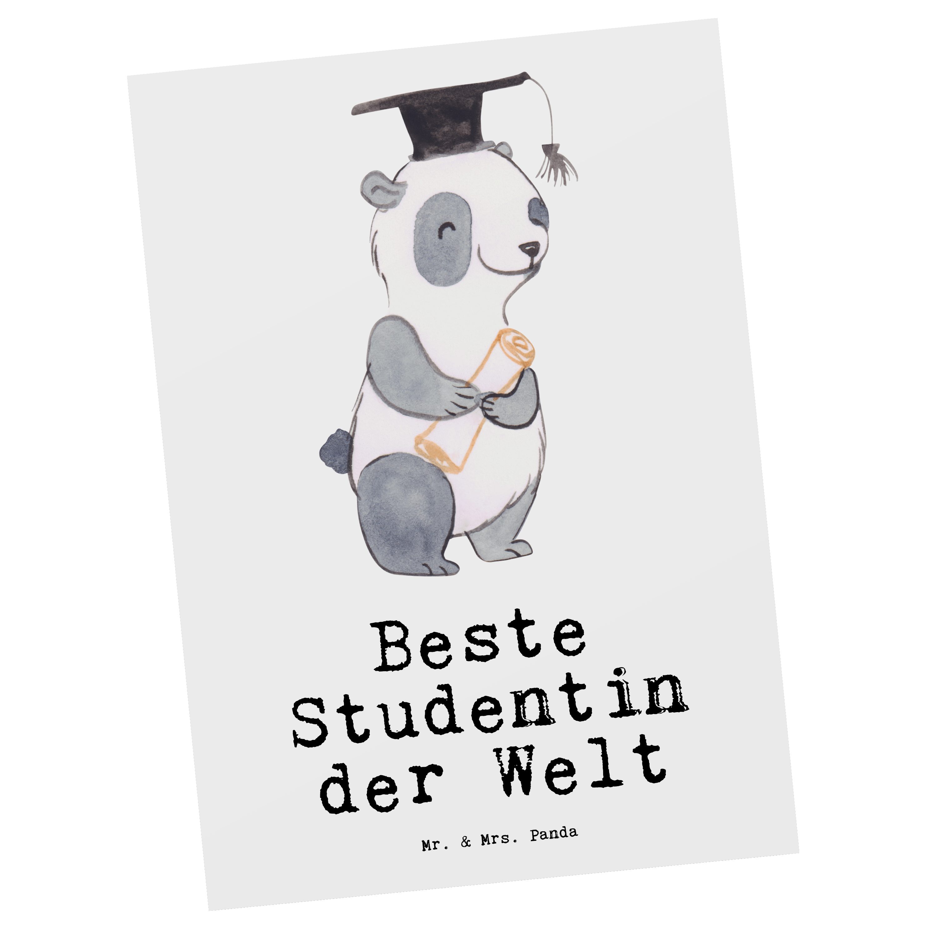 & Studium, - Weiß Studentin Welt Geburtstag, Beste Mr. Karte, Panda - Geschenkkarte, der Geschenk, Grußkarte, lustig, Panda für Ansichtskarte, Mrs. Postkarte Studienabschluss,