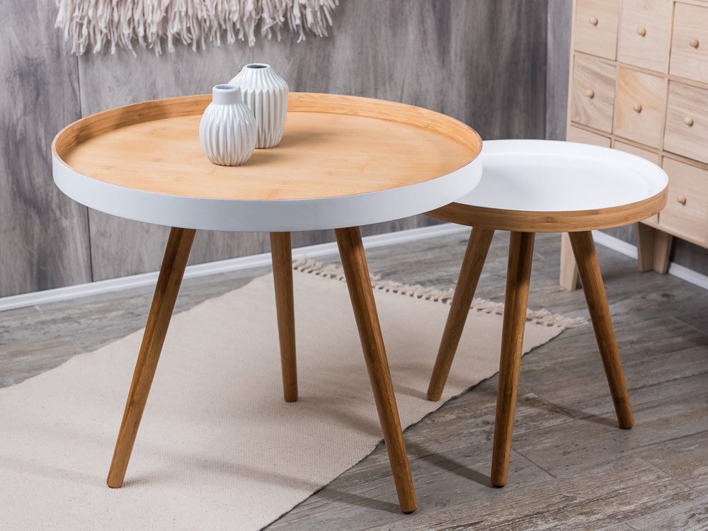 Bloomingville Beistelltisch Bloomingville Beistelltisch CAPPUCCINO Coffee Table 2er Set weiß