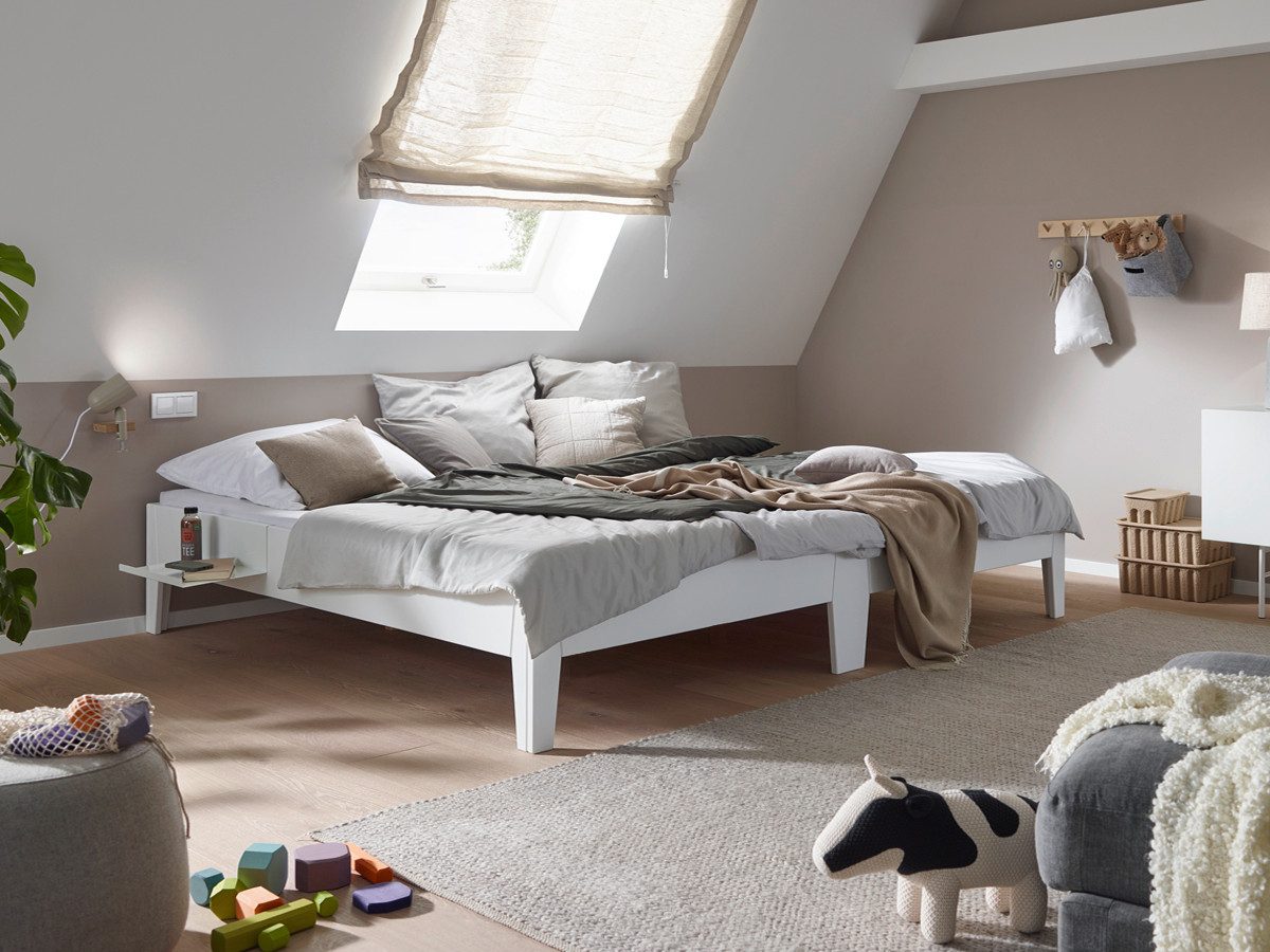 Massivholzbett Familienbett Modena (Erle, geölte oder weiße Oberfläche) (zertifiziertes Massivholz), Familienbett