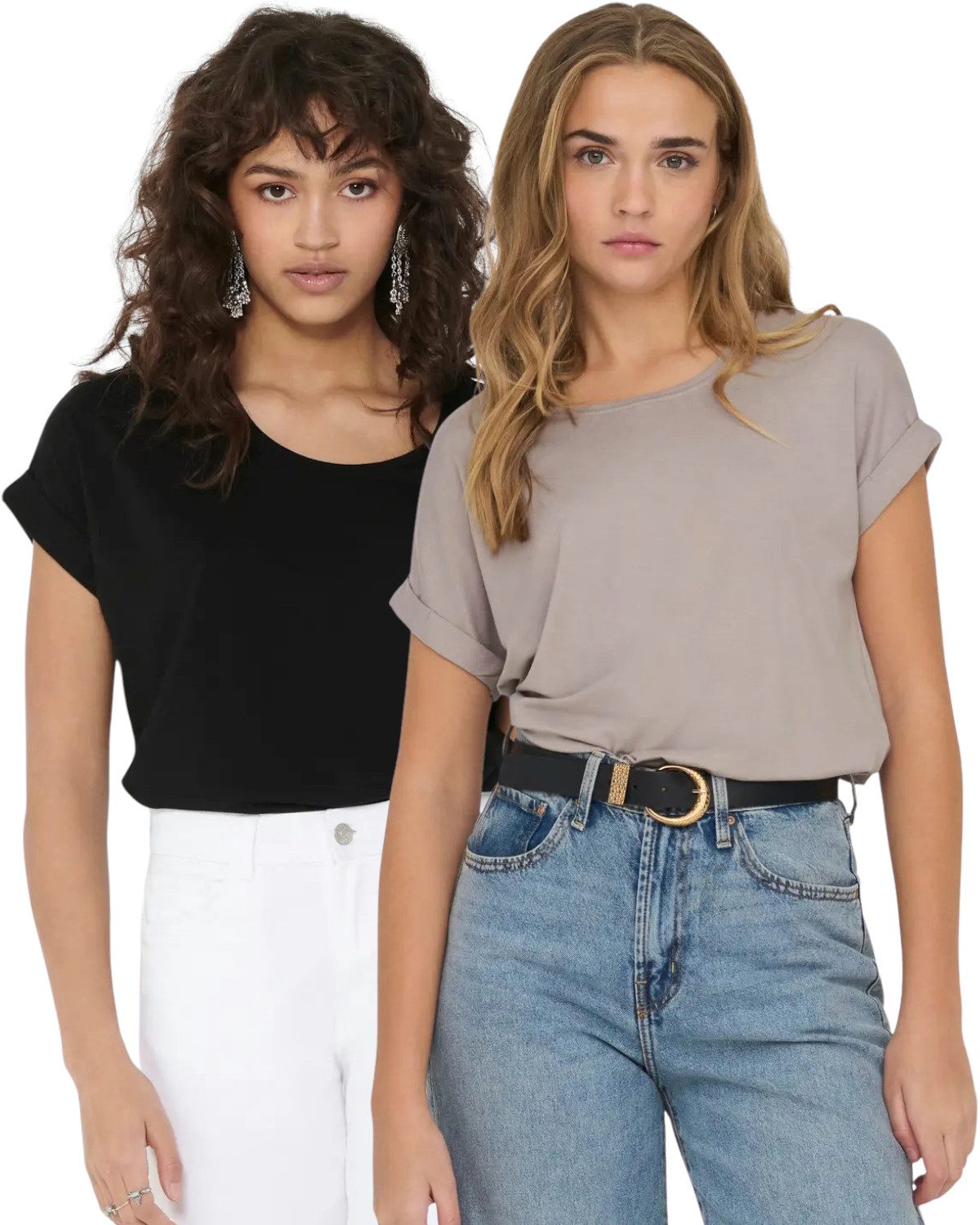 ONLY T-Shirt Stilvolles Basic Shirt mit Rundhalsausschnitt (2er-Pack) unifa günstig online kaufen