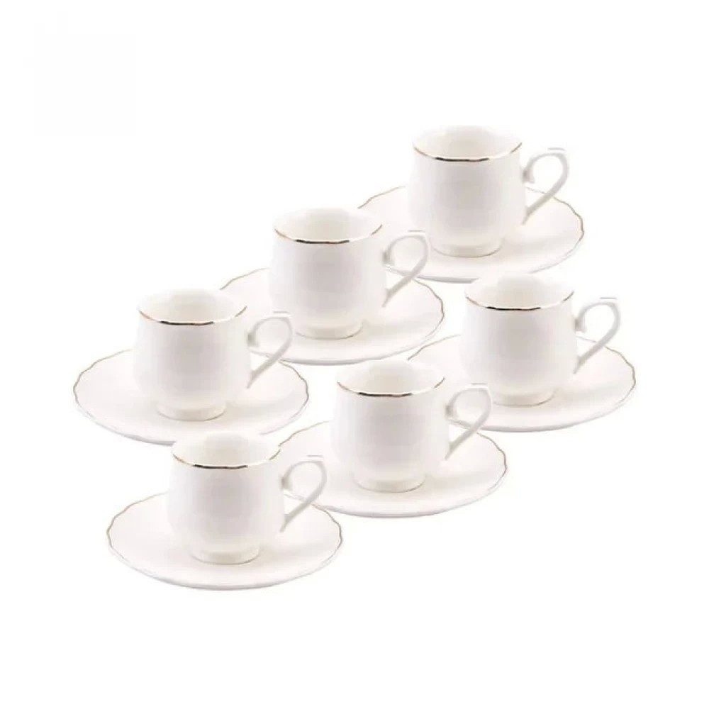 Karaca Kaffeeservice Karaca Ebruli 80 ml Kaffeetasse mit Untertasse Set für 6 Personen