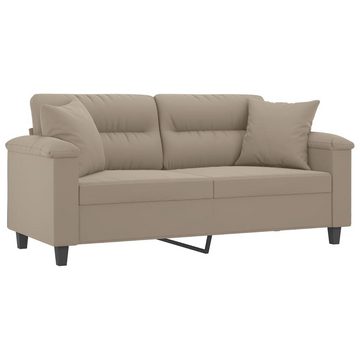 vidaXL Sofa 2-Sitzer-Sofa mit Kissen Taupe 140 cm Mikrofasergewebe