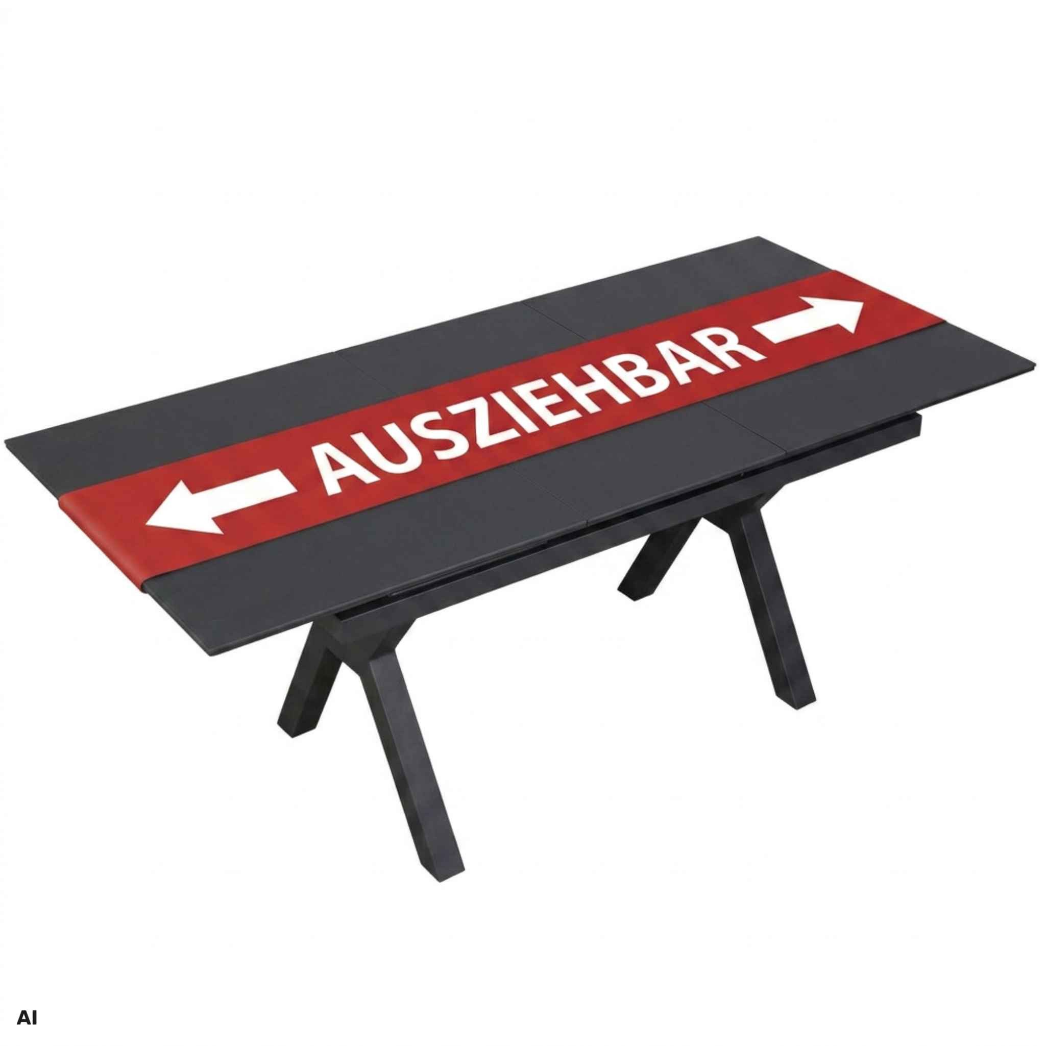 MR.DEKO Gartentisch ausziehbar Granada 160–210x90cm Aluminium Keramikplatte (Ausziehbarer Gartentisch für Terrasse, Garten und Balkon, 1-St), Synchronauszug, Keramikplatte, wetterfestes Aluminiumgestell