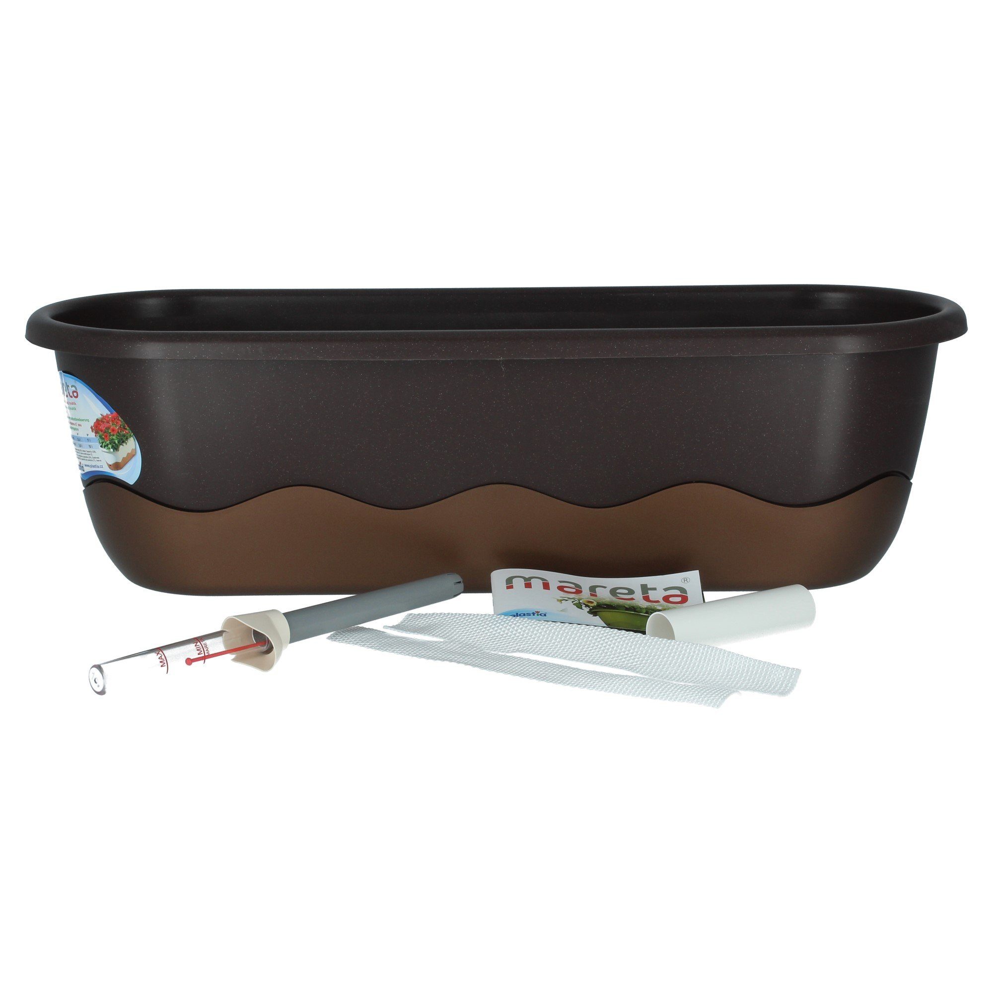 PLASTIA Balkonkasten Mareta 60 Braun / Bronze mit Erdbewässerung