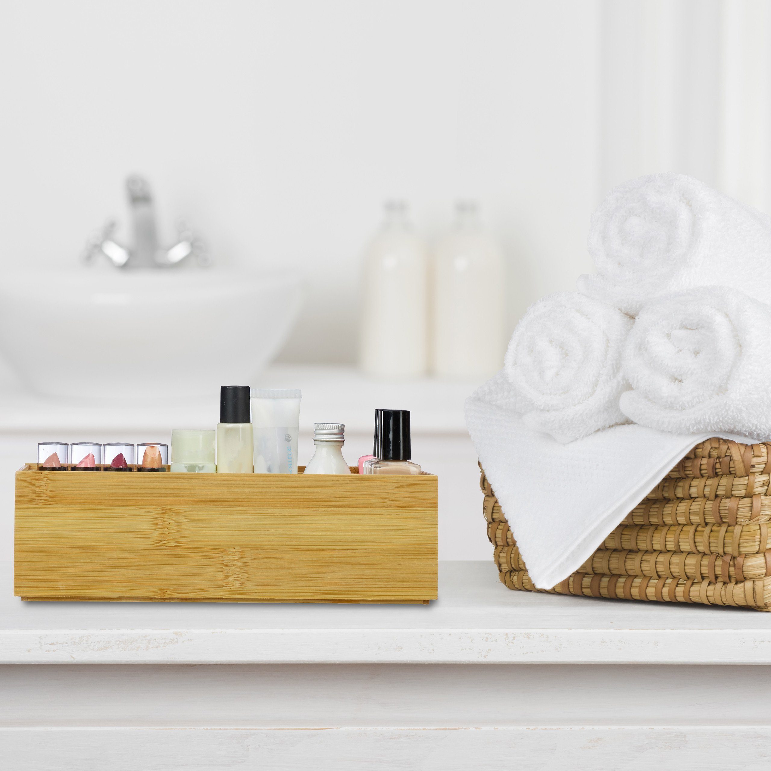 relaxdays Aufbewahrungsbox 2 x Ordnungsbox Bambus günstig online kaufen