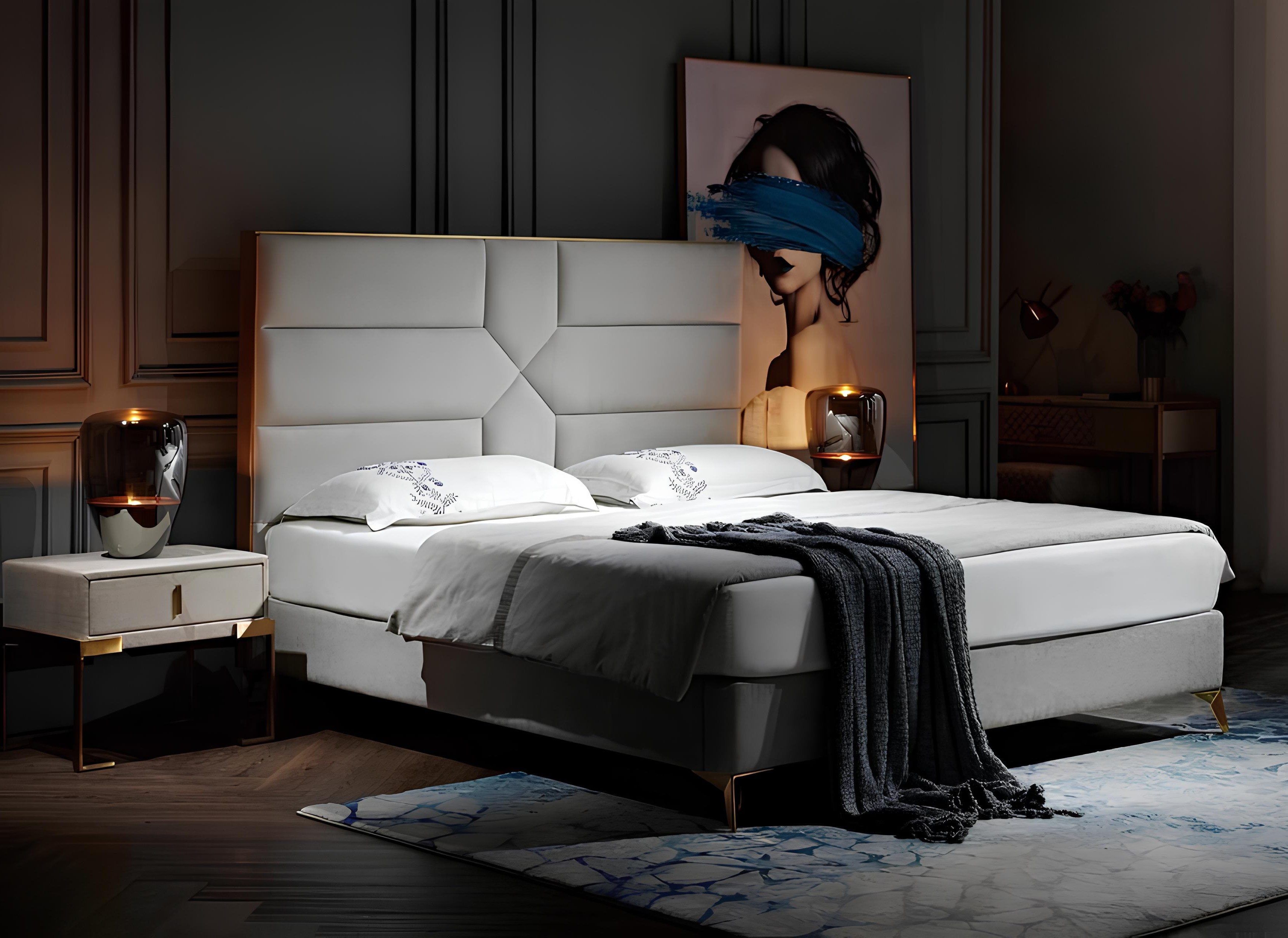 Xlmoebel Polsterbett Luxuriöses Samt-Polsterbett in elegantem Design (Nur Bettgestell, 1-tlg., Bett), Hergestellt in Europa