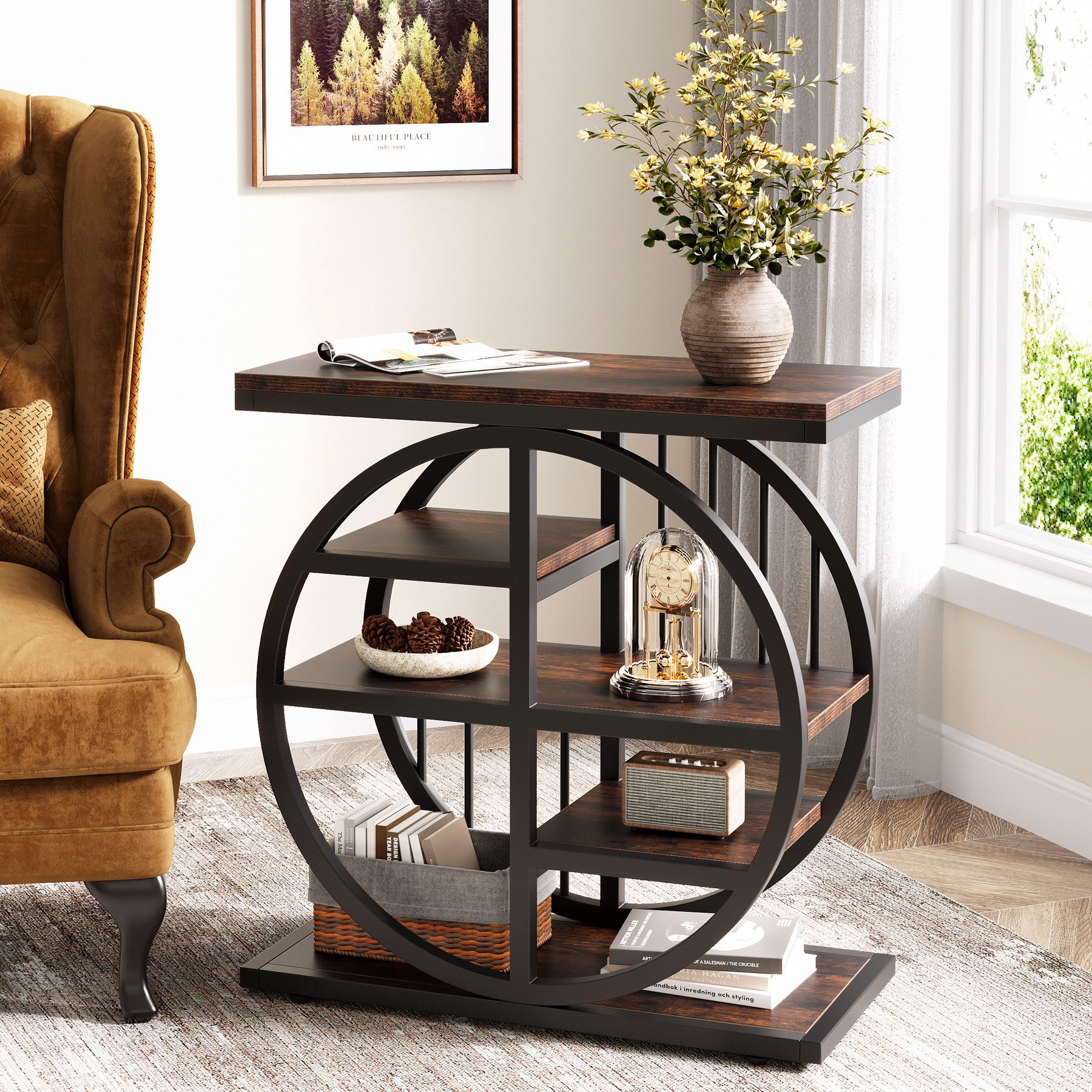 Tribesigns Beistelltisch 5-Tier Beistelltisch Schmaler Holz, 60 x 30 cm Cou günstig online kaufen