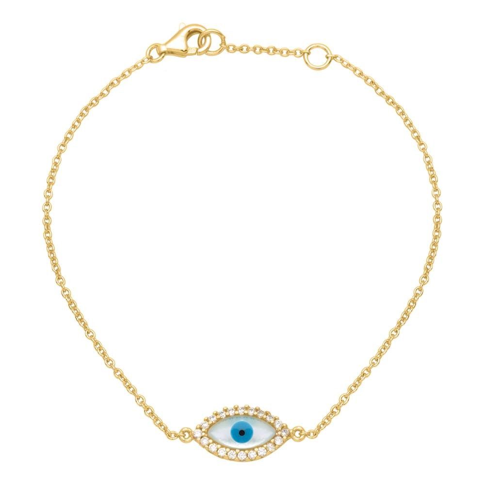 JEWLIX Silberarmband Vergoldetes Evil Eye Armband mit Zirkonia SB0200