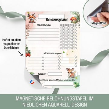 TOBJA Magnettafel Belohnungstafel Kinder A4 magnetisch, (Packung), Töpfchentraining und Alltagsroutinen mit Dino Design