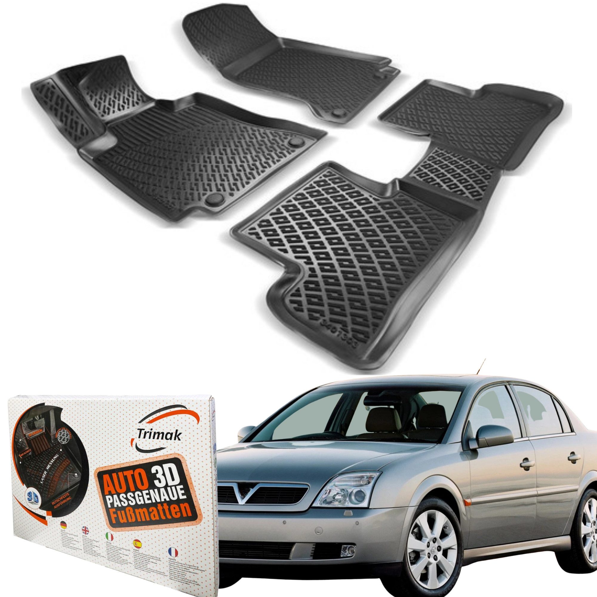 Passform-Fußmatten Kompatibel mit Opel Vectra C 2002-2008 3D Auto Gummimatten