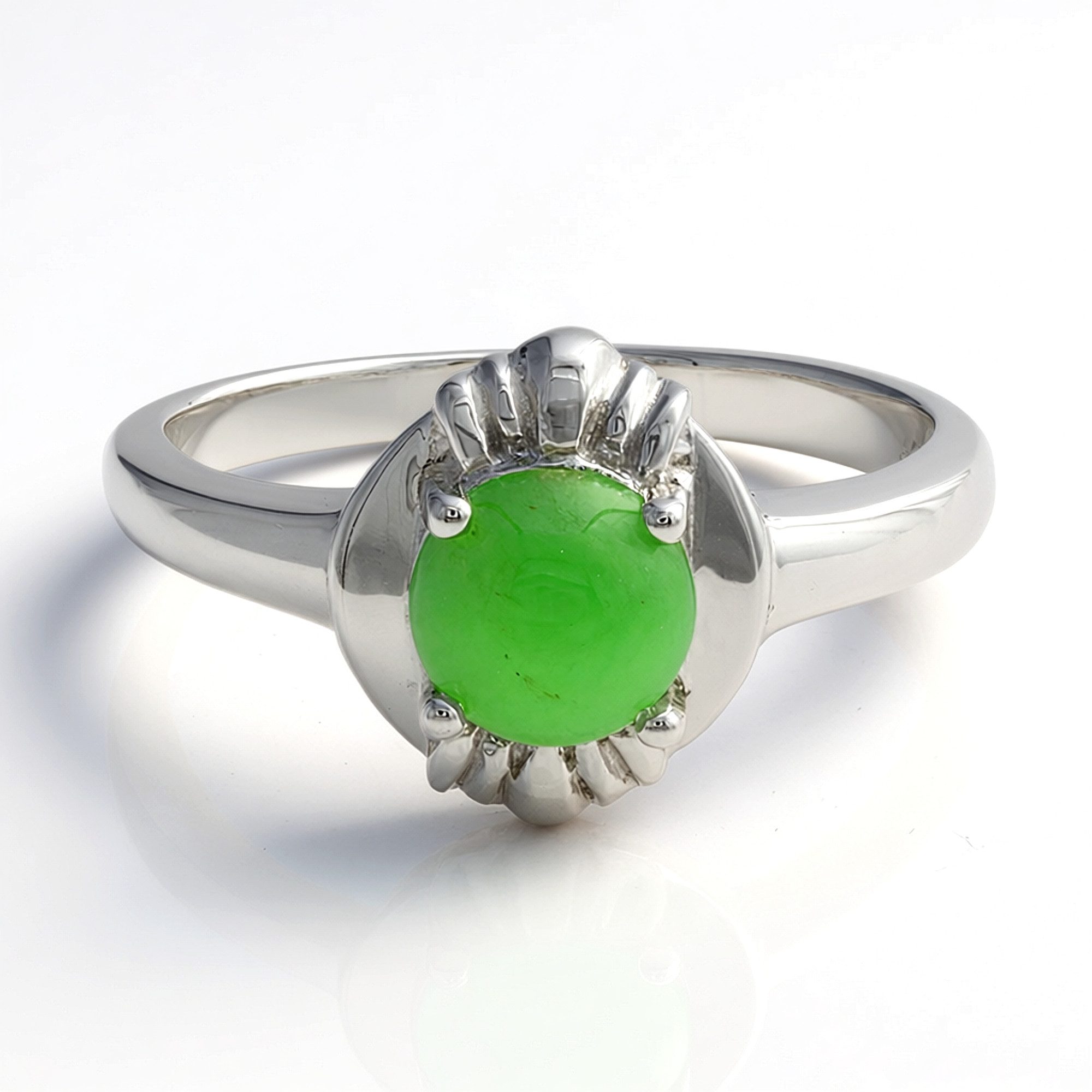 Cavill Solitärring Cavill Ring 925 Silber, 0,92 ct Chrysopras, grün, rund, Cabochon (1-tlg)