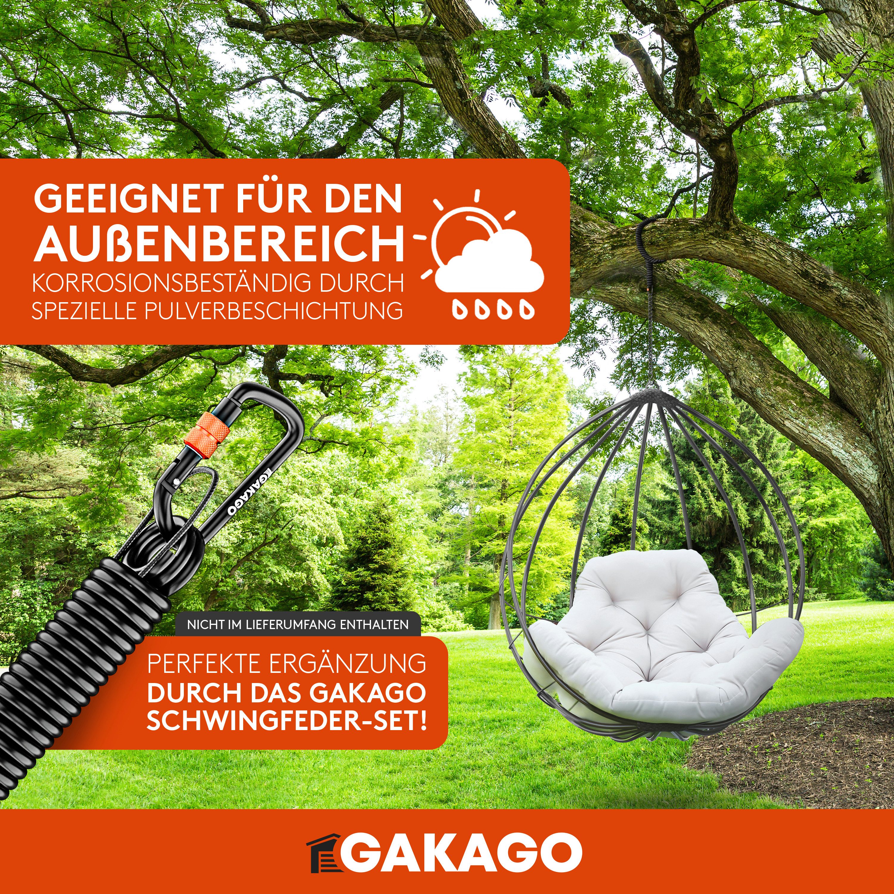 Gakago Deckenhaken Verlängerungskette, als Hängesessel Kette, Schaukel Verlängerung, Boxsack Halterung, (Extra Starke Stahlkette mit S-Haken, Drehwirbel und Kar – Bild 5 von 5