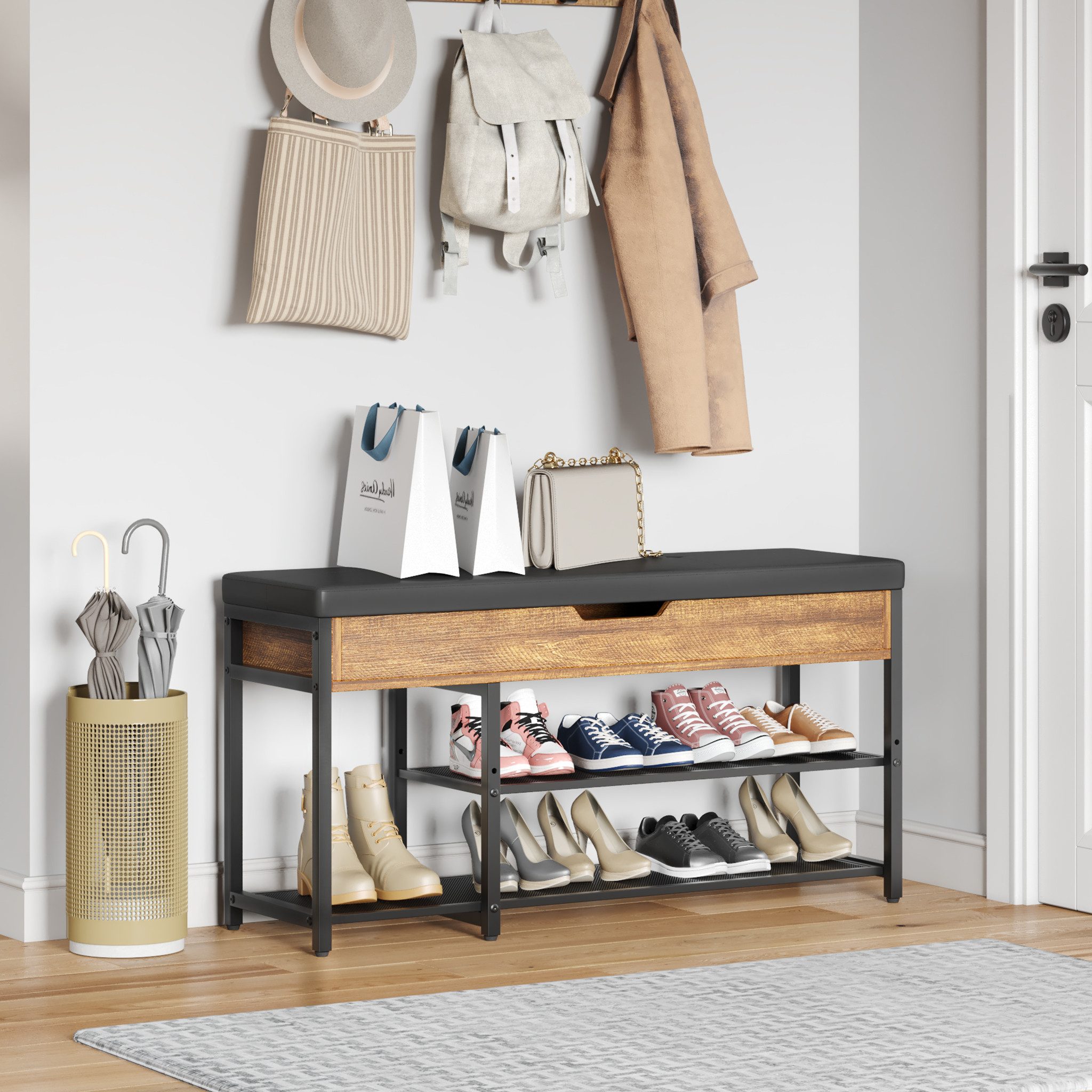 Mondeer Schuhbank Aufbewahrungsbank (3 Etagen), mit Verstellbarem Regal, mi günstig online kaufen