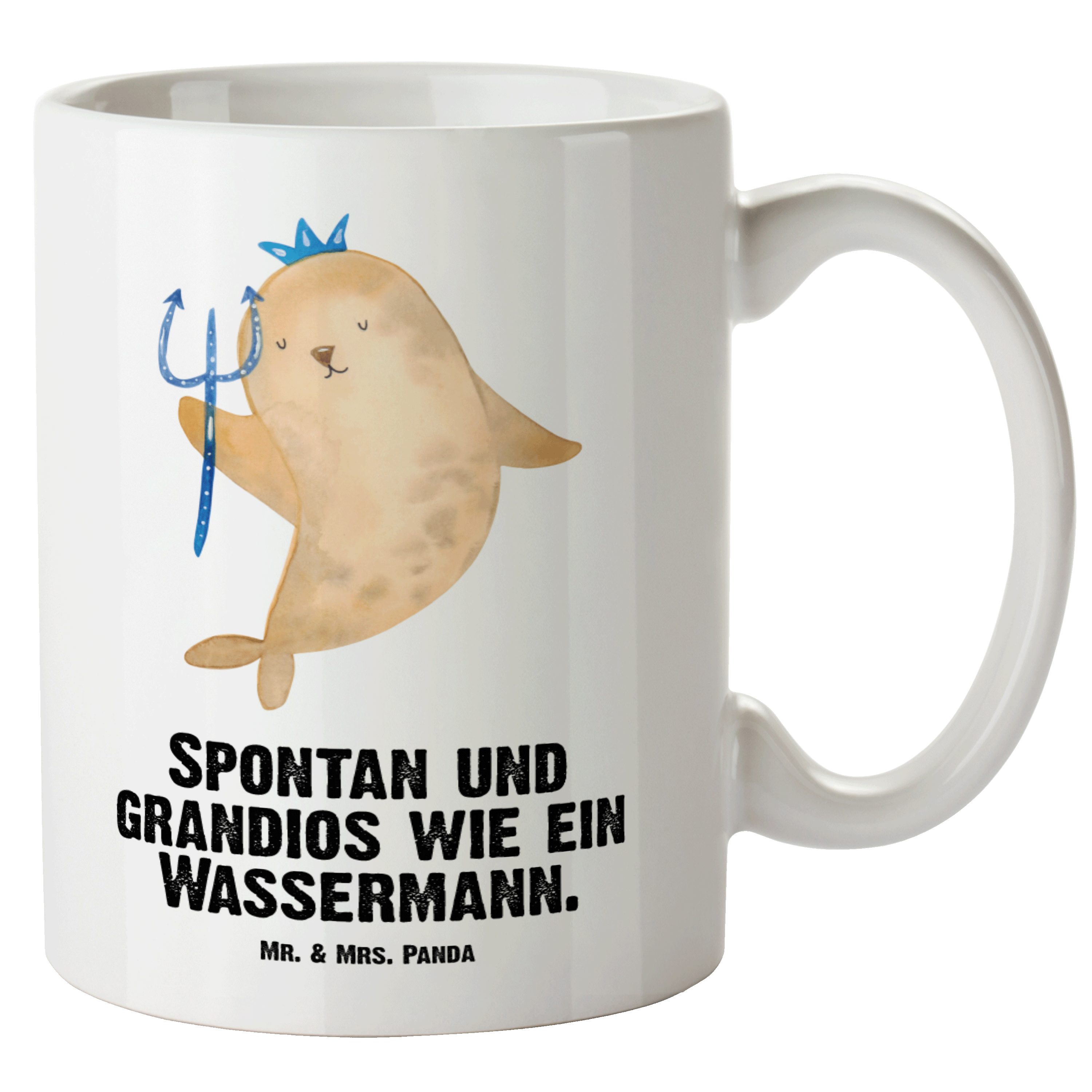 Mr. & Mrs. Panda Tasse Sternzeichen Wassermann - Weiß - Geschenk, Aszendent, Astrologie, Gro, XL Tasse Keramik