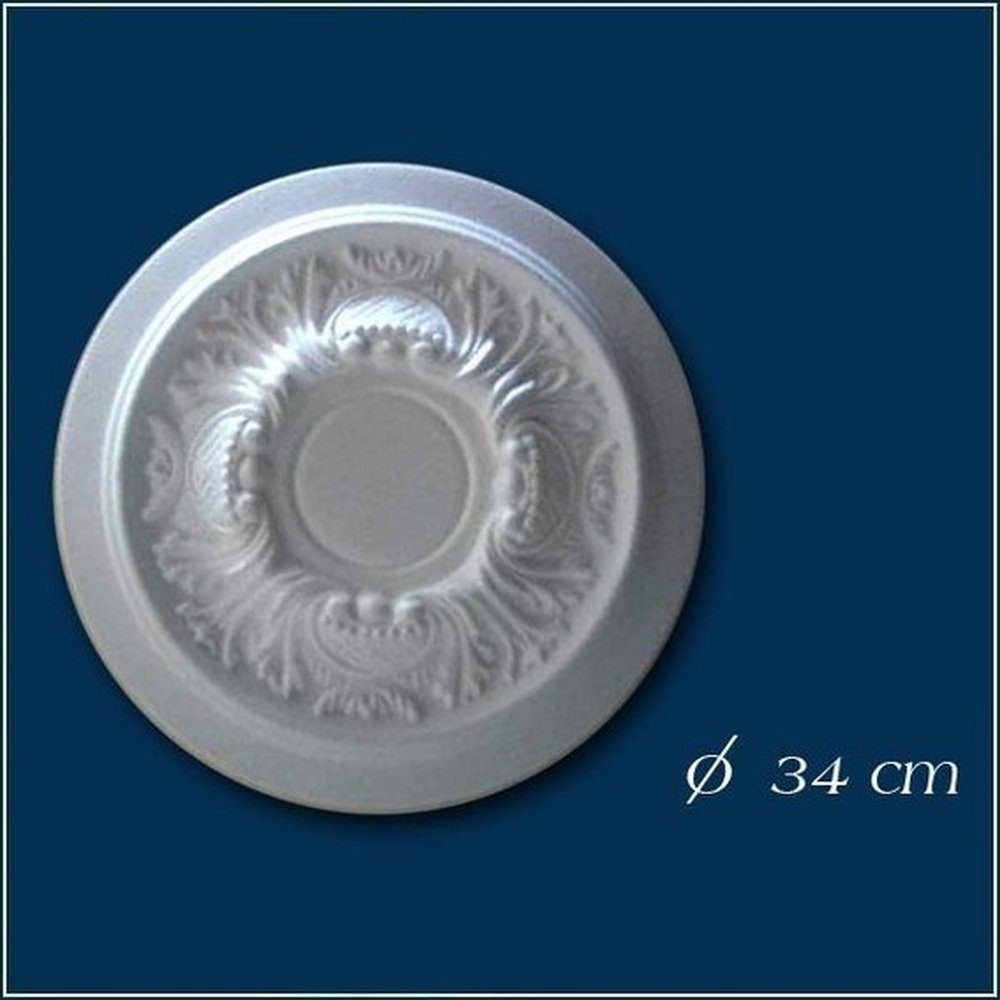 340 mm, Wanddekoobjekt Weiß PROVISTON Polystyrol, Durchmesser Stuckrosette,