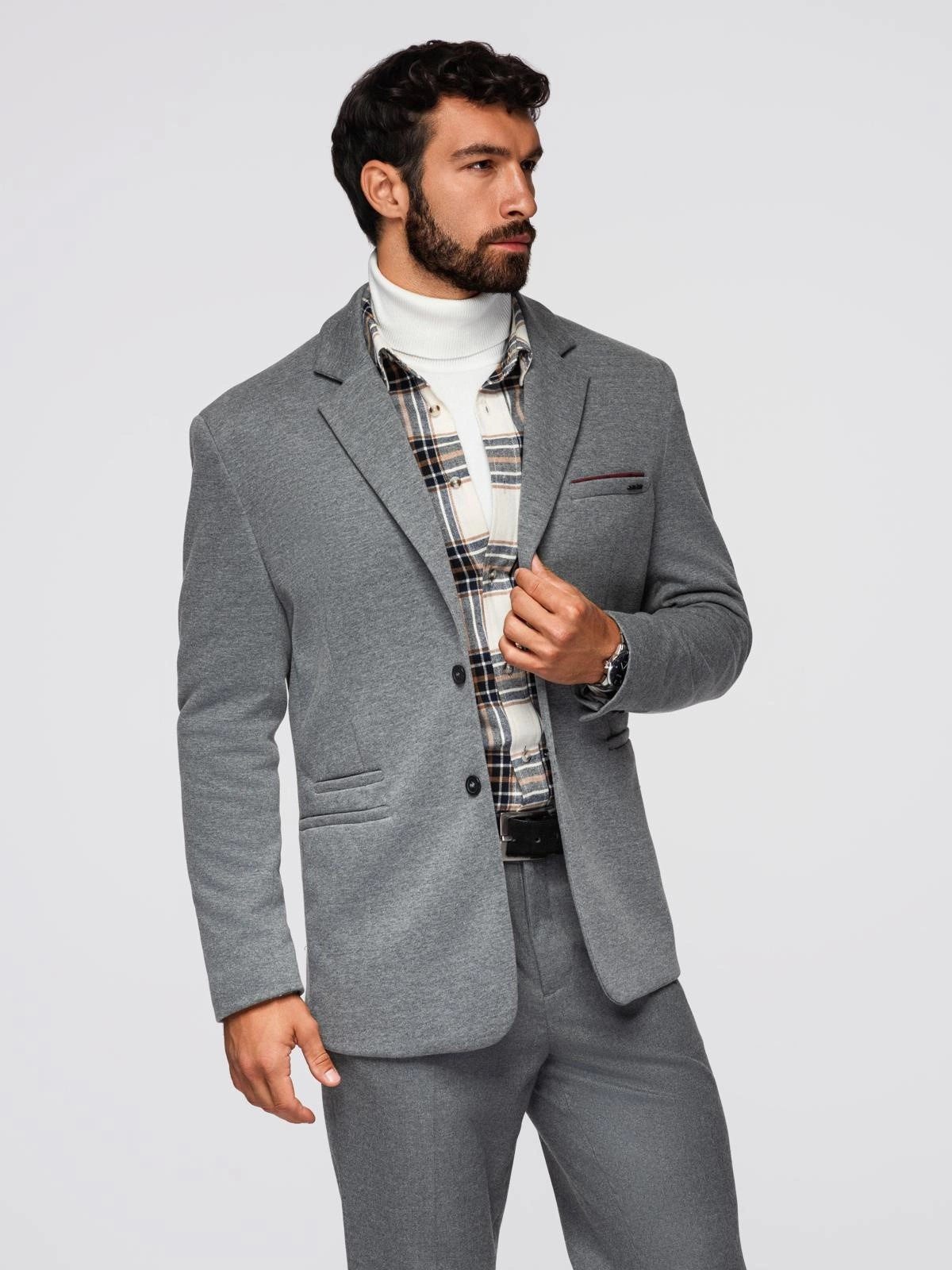 OMBRE Anzugsakko Herren Strickblazer in Slim-Fit-Passform