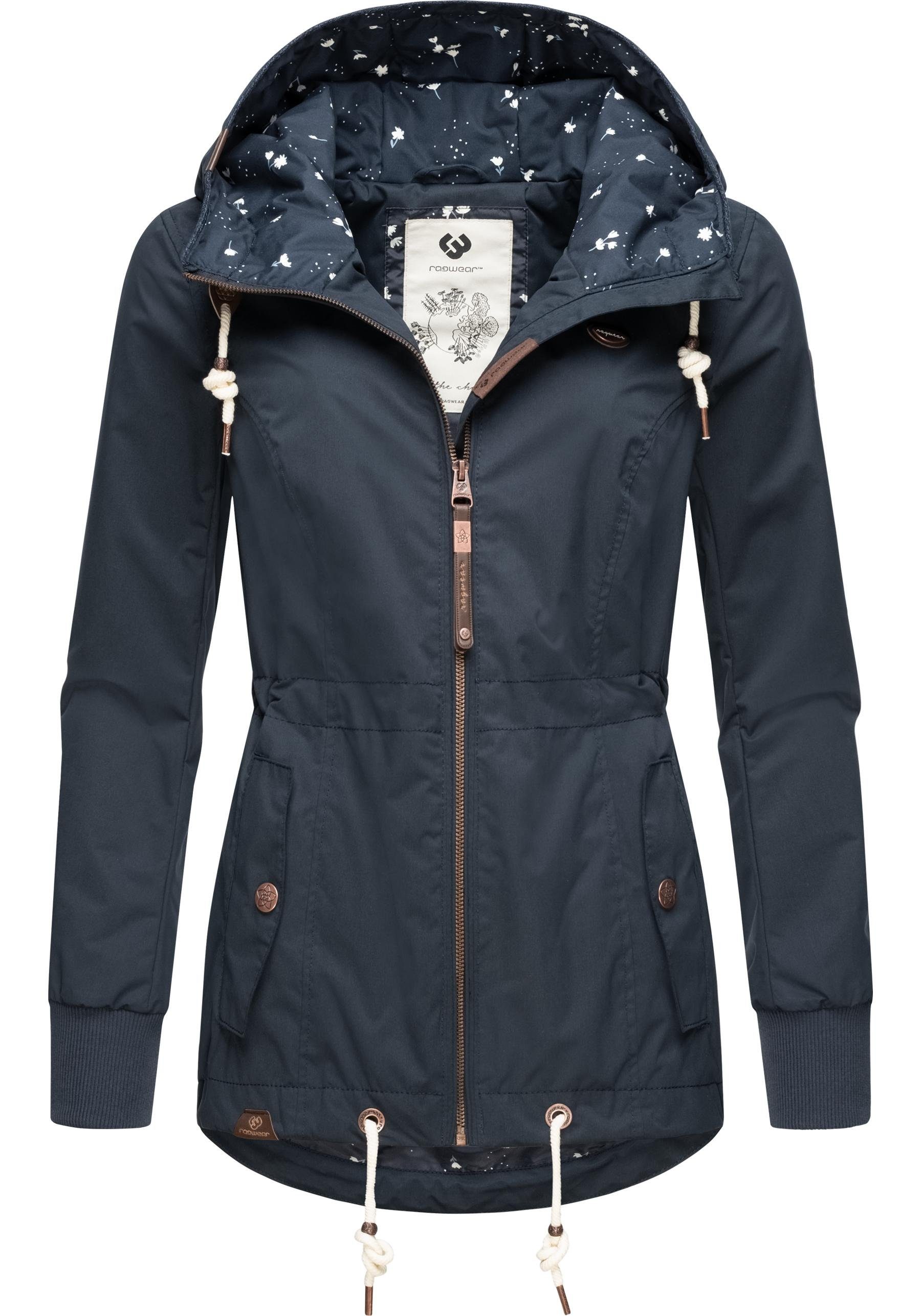 Ragwear Outdoorjacke Danka stylische Übergangsjacke mit großer Kapuze darkblue | Übergangsjacken