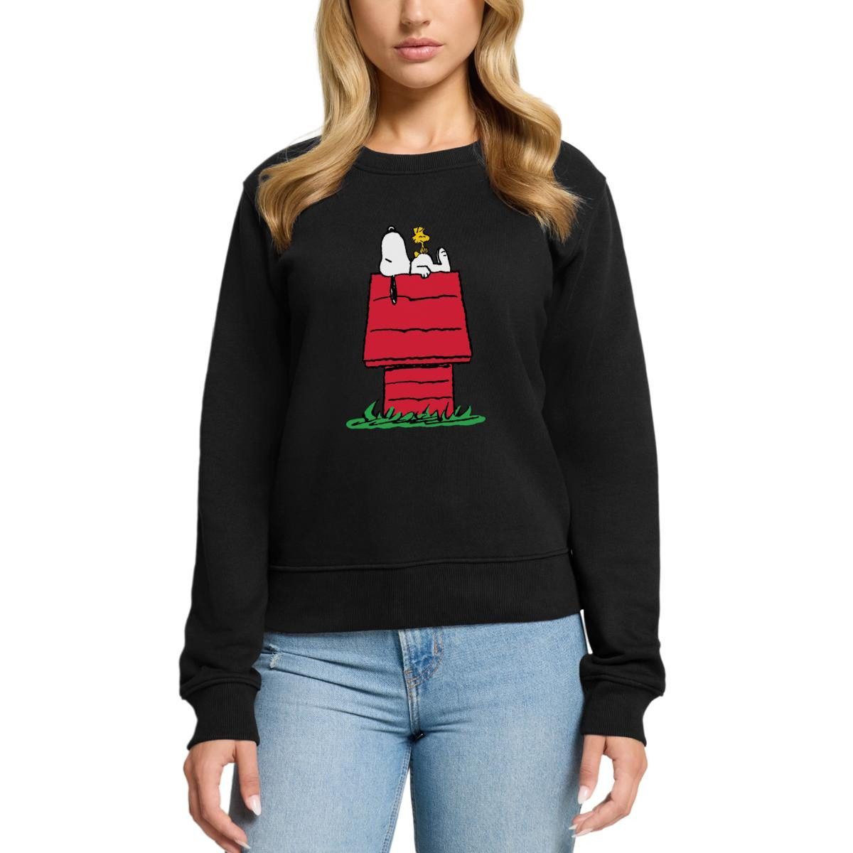 Spreadshirt Sweatshirt Peanuts Snoopy Und Die Hundehütte Damen Premium Pullover (1-tlg)