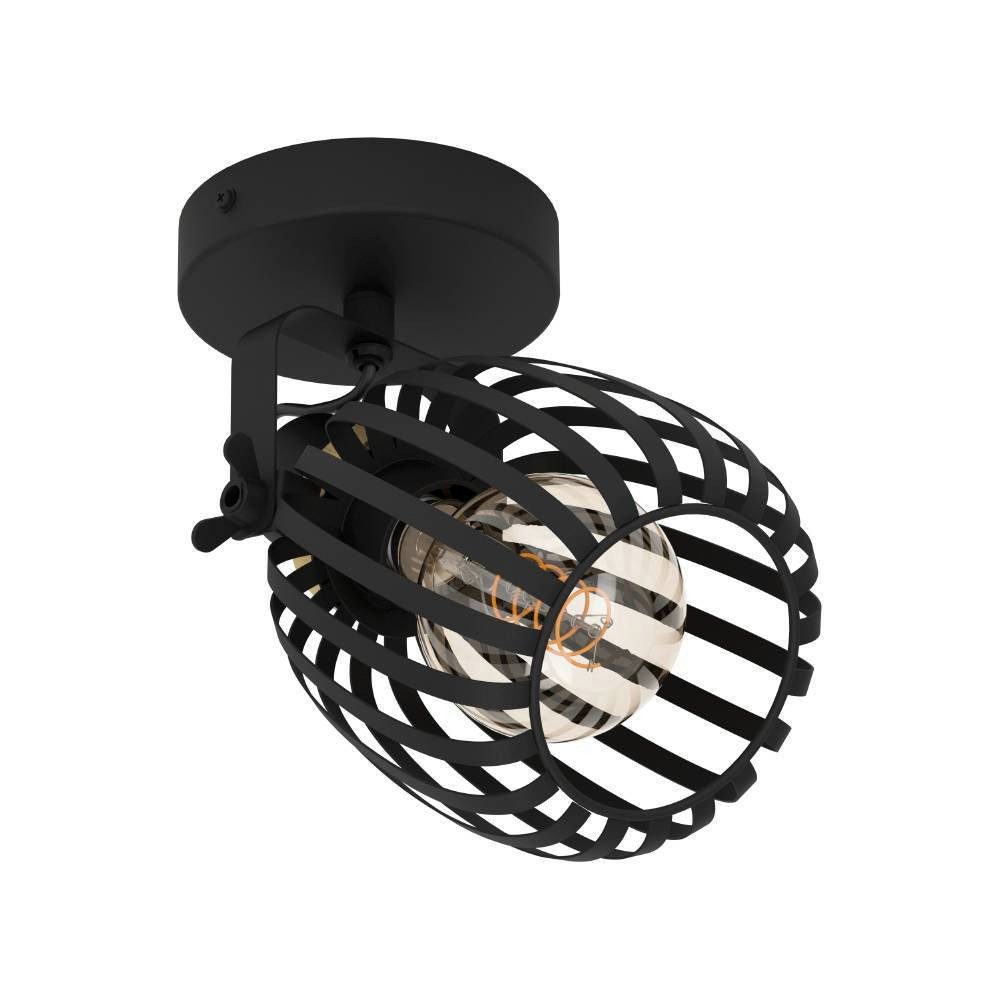 EGLO Deckenspot GIRONA Wandstrahler, Stahl, IP20, E27, Wohnzimmerlampe, Flurlampe, ohne Leuchtmittel, Spot, L19 x B14 x H15 cm, schwarz, messing-gebürstet, 1X40W exkl.