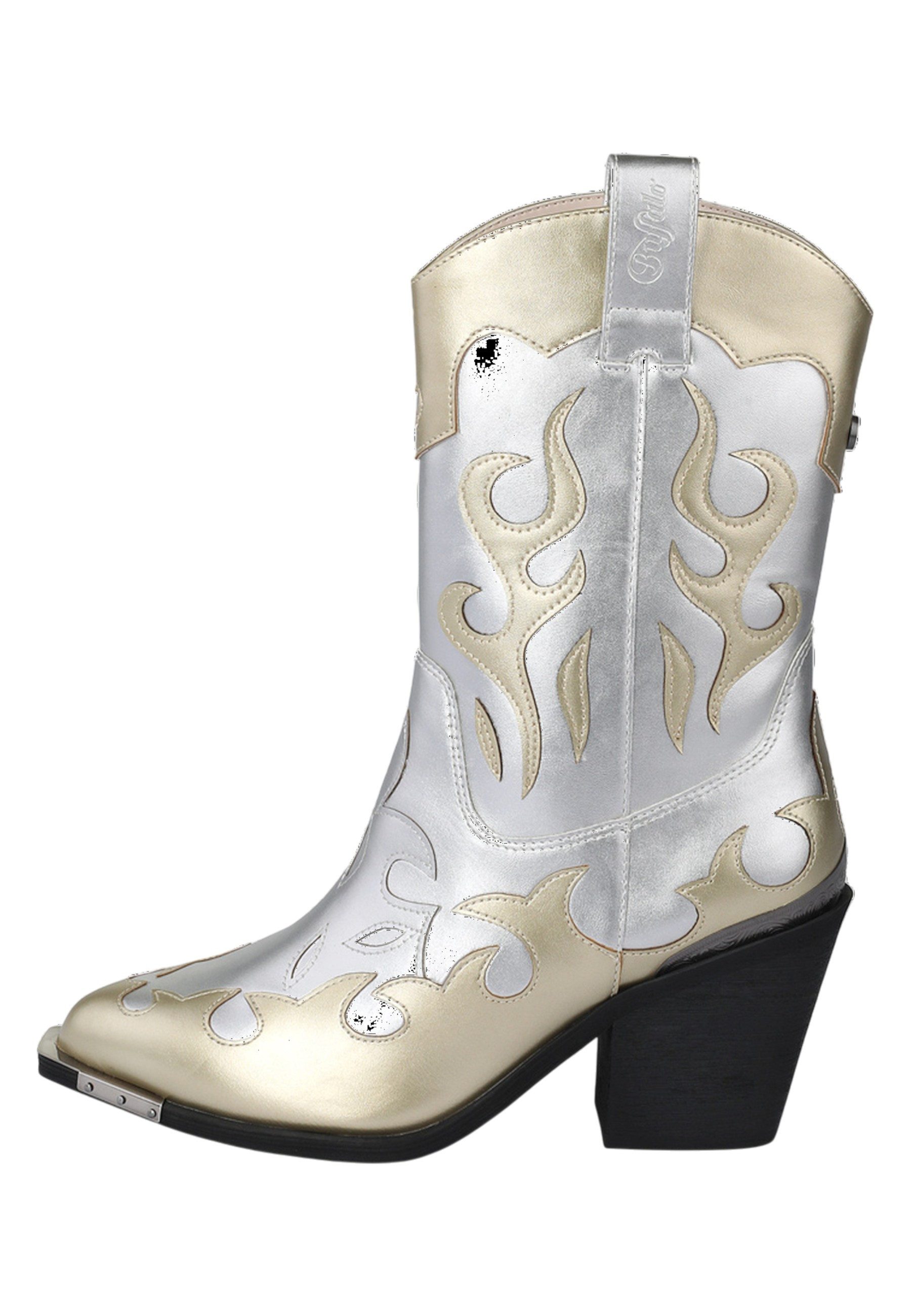 Buffalo 1221056 West Bootie Mid Cowboy Silver/Gold Stiefel