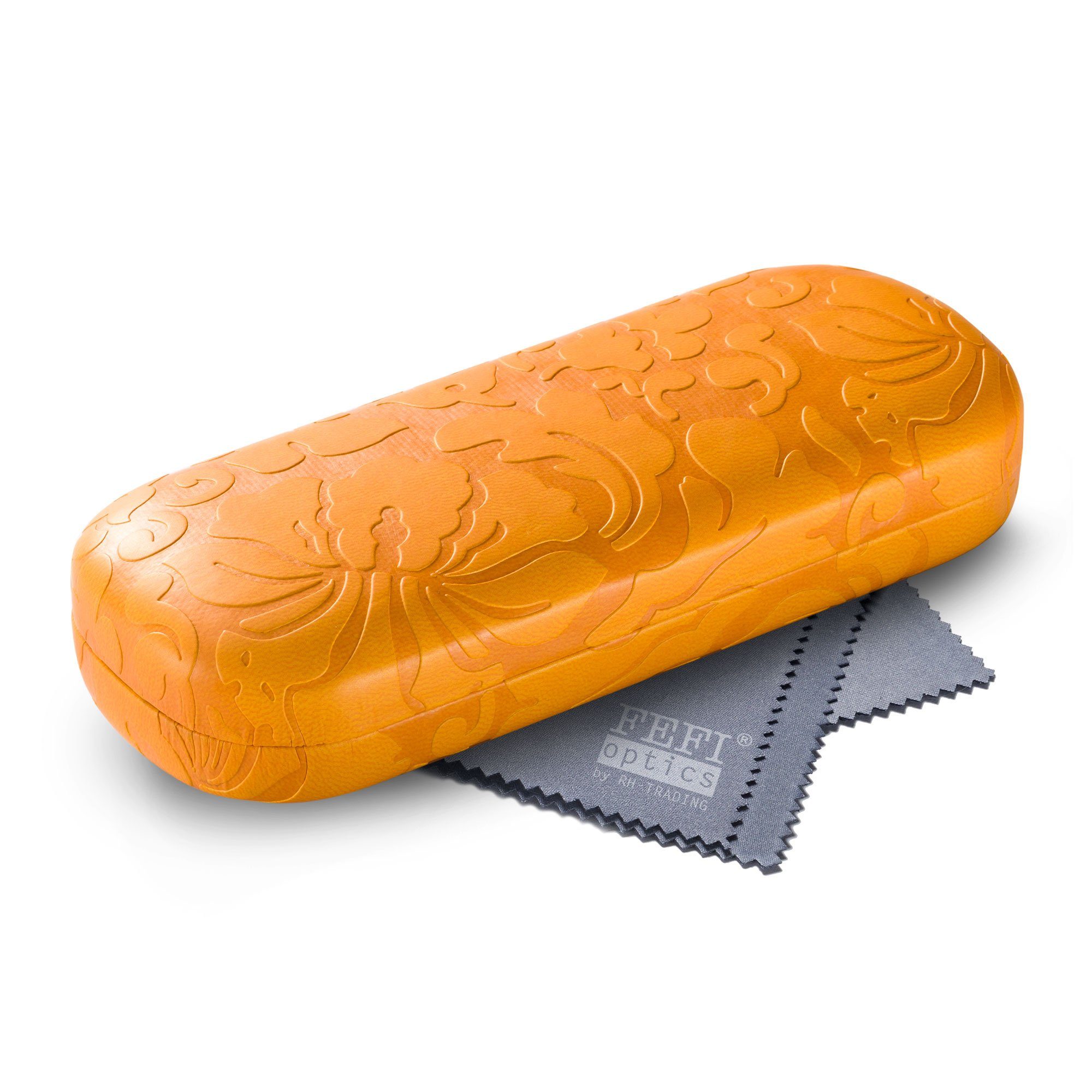 Brillenetui Hardcase mit Blumen-Relief-Prägung