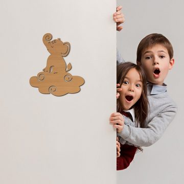 Namofactur LED Nachtlicht Elefant auf Wolken Nachtlicht Kinder Wandlampe Kinderzimmer I MDF Holz, LED fest integriert, Warmweiß