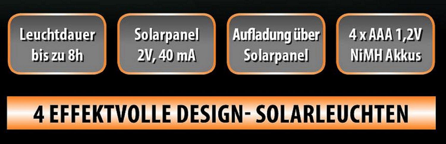 I-Glow LED Solarleuchte Diamant Effekt Solarlichter Set 4tlg.