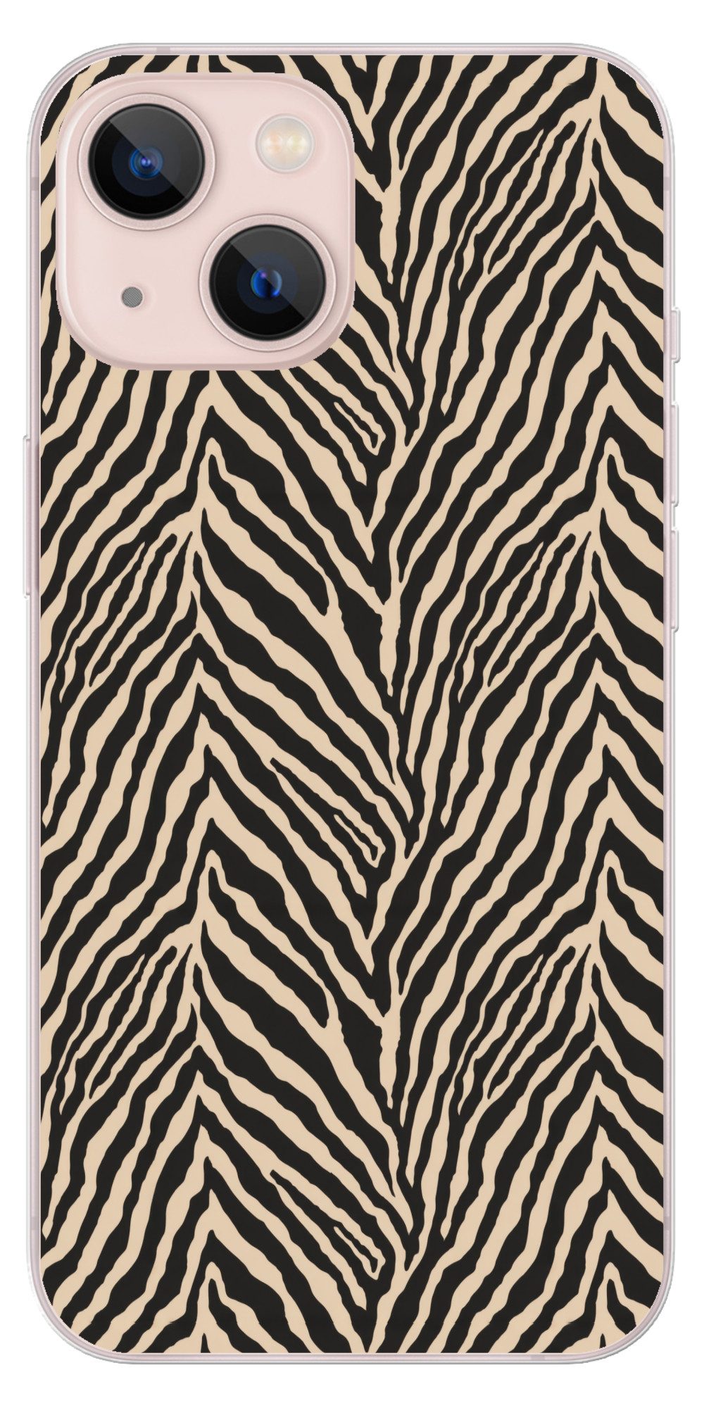 MuchoWow Handyhülle für Apple iPhone 13 Zebra - Klassisch - Schwarz, Smartphone-Bumper, Print, Handy Schutzhülle Dünn