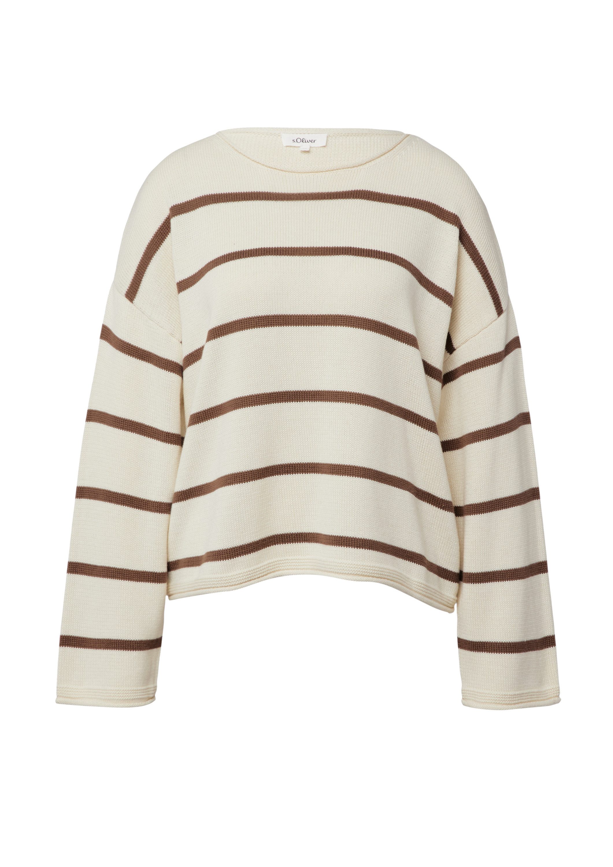 s.Oliver Longpullover Strickpullover Gestreifter Pullover im Relaxed Fit günstig online kaufen