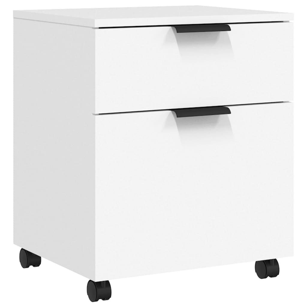 vidaXL Aktenschrank Mobiler Büroschrank mit Rollen Weiß 45x38x54 cm Holzwerkstoff