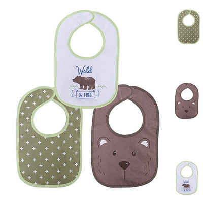 Baby Care Lätzchen Babylätzchen 3er Set, (1-St), Klettverschluss einlagig, wasserdicht, Baumwolle