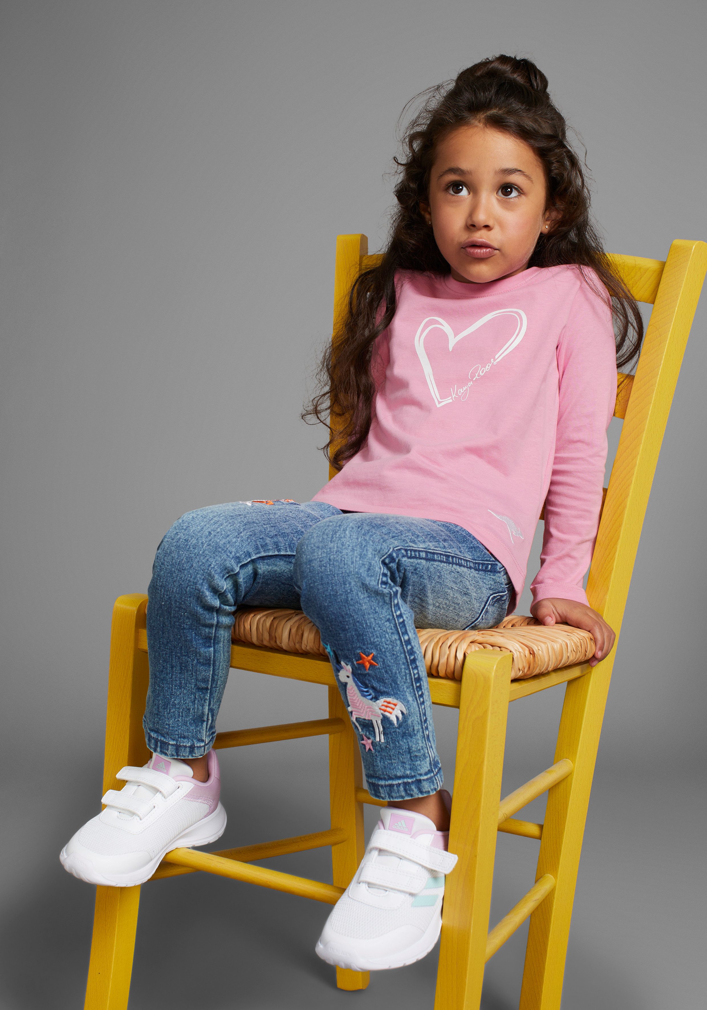 KangaROOS Langarmshirt für kleine Mädchen, süßer Logo-Druck