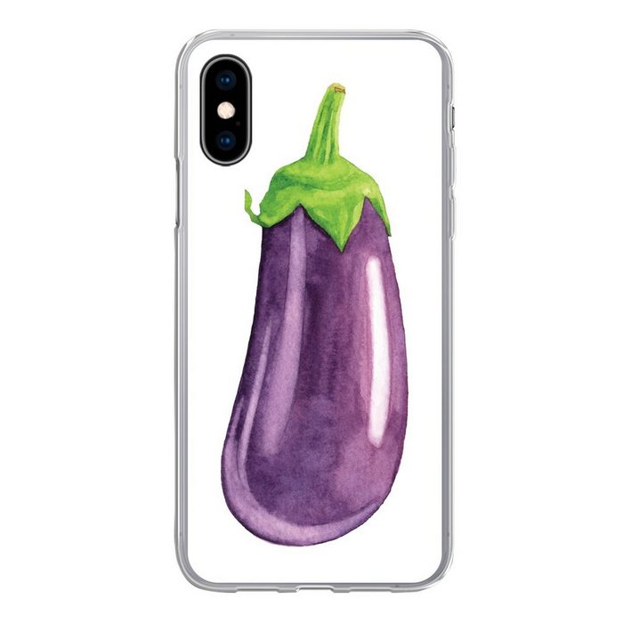 MuchoWow Handyhülle Aquarell - Aubergine - Violett Handyhülle Apple iPhone X/10 Smartphone-Bumper Print Handy