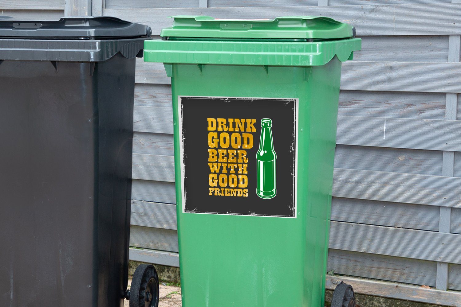 Mülleimer-aufkleber, Flasche - Sticker, St), - Wandsticker Container, (1 Vintage Mülltonne, Abfalbehälter Zitate - Mancave MuchoWow - Bier