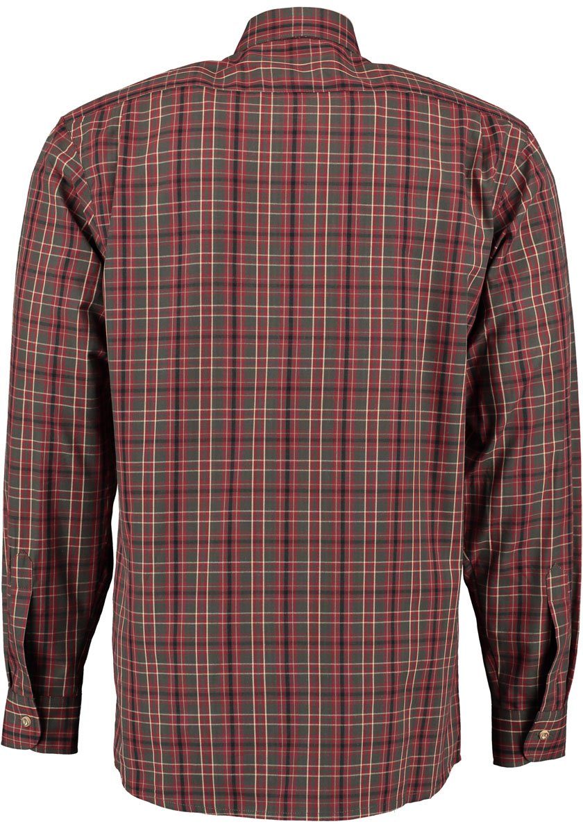Herren Hemden OS-Trachten Outdoorhemd Okopan Langarm Jagdhemd mit Hirsch-Stickerei auf der Brusttasche