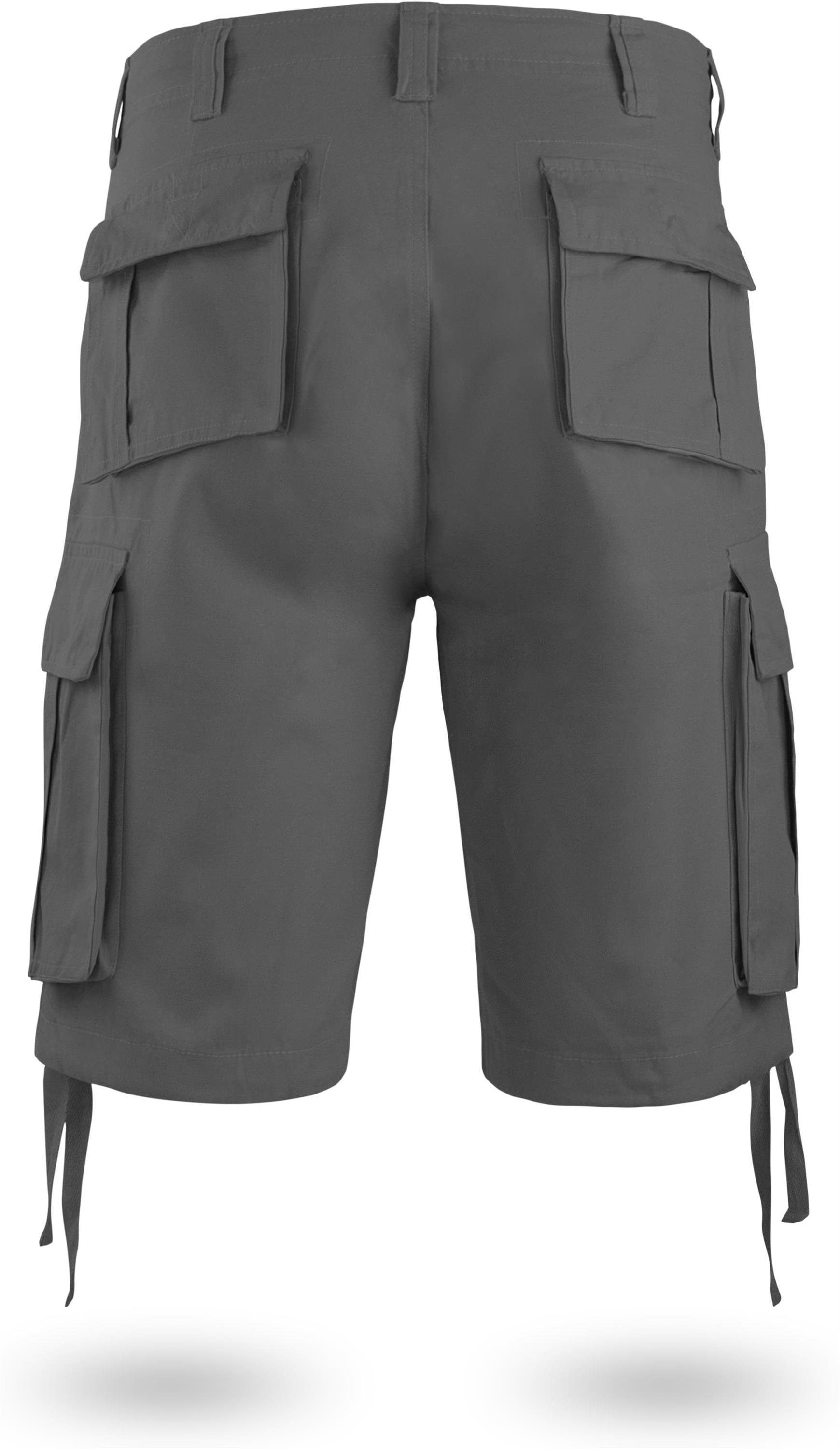 normani Bermudas Herren Shorts Kalahari Sommershorts mit Shorts Anthrazit Vintage aus kurze Cargotaschen 100% Bio-Baumwolle