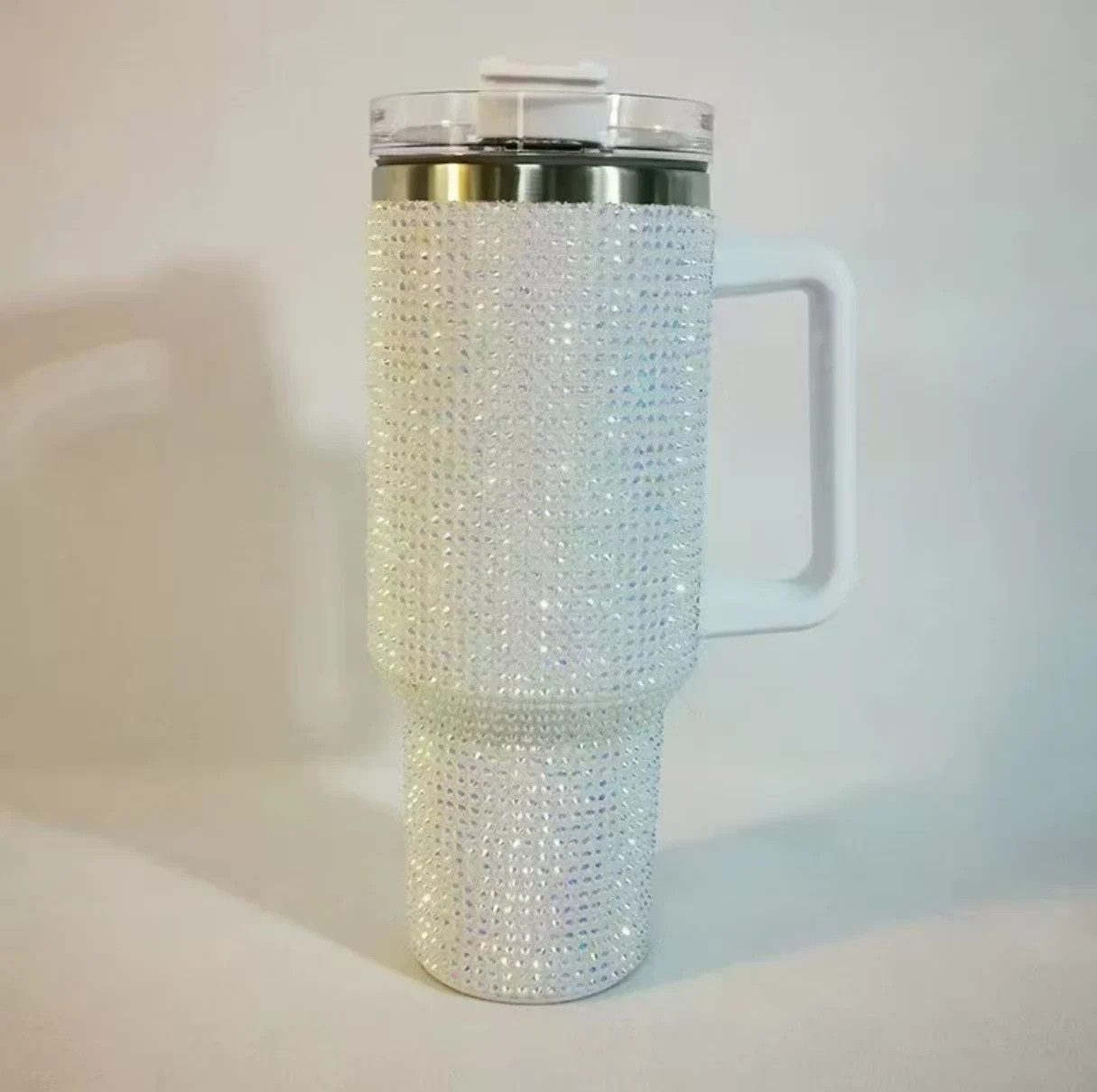 Nagham Ghazal Aswad Coffee-to-go-Becher Diamond Design Thermobecher 40oz Edelstahl Isolierbecher Glitzer, Doppelwandige IsolierungMit Griff, Großes Fassungsvermögen