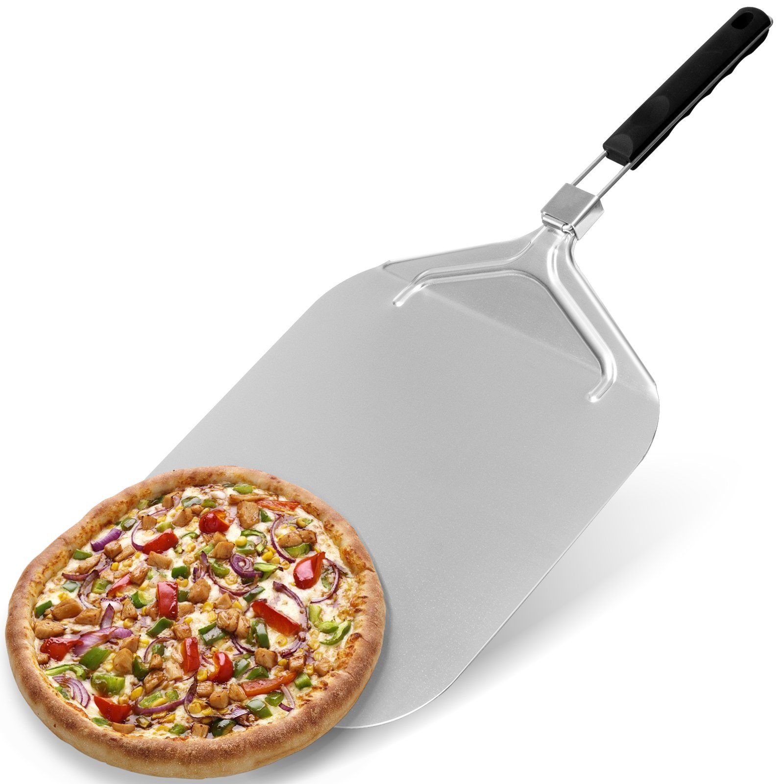 Gotoll Pizzaschieber Pizzaschaufel eckig GL702, Aluminium Pizzaschaufel Pizzawender Pizzaheber mit Griff