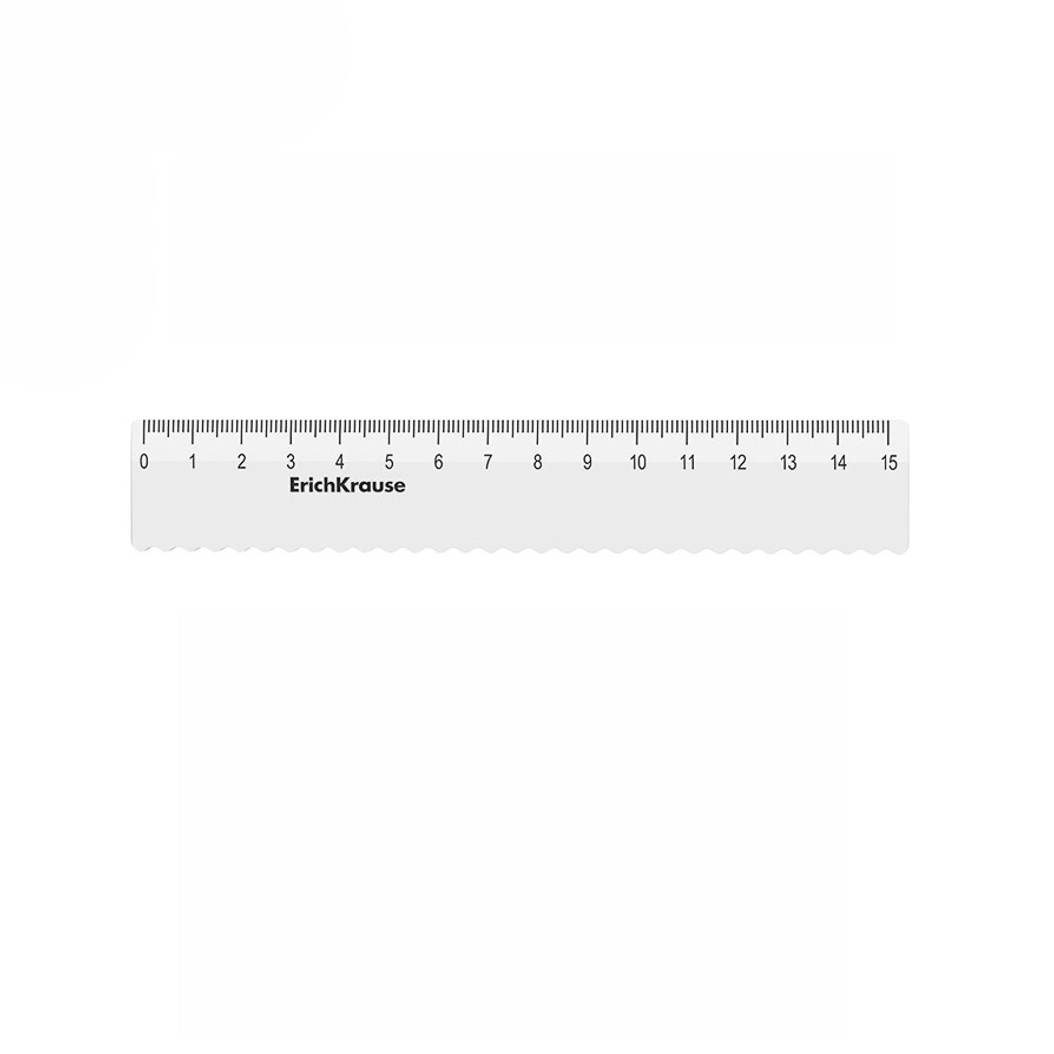 Erich Krause Lineal, Lineal 15cm Kunststoff mit Wellenkante 1 Stück Klar transparent