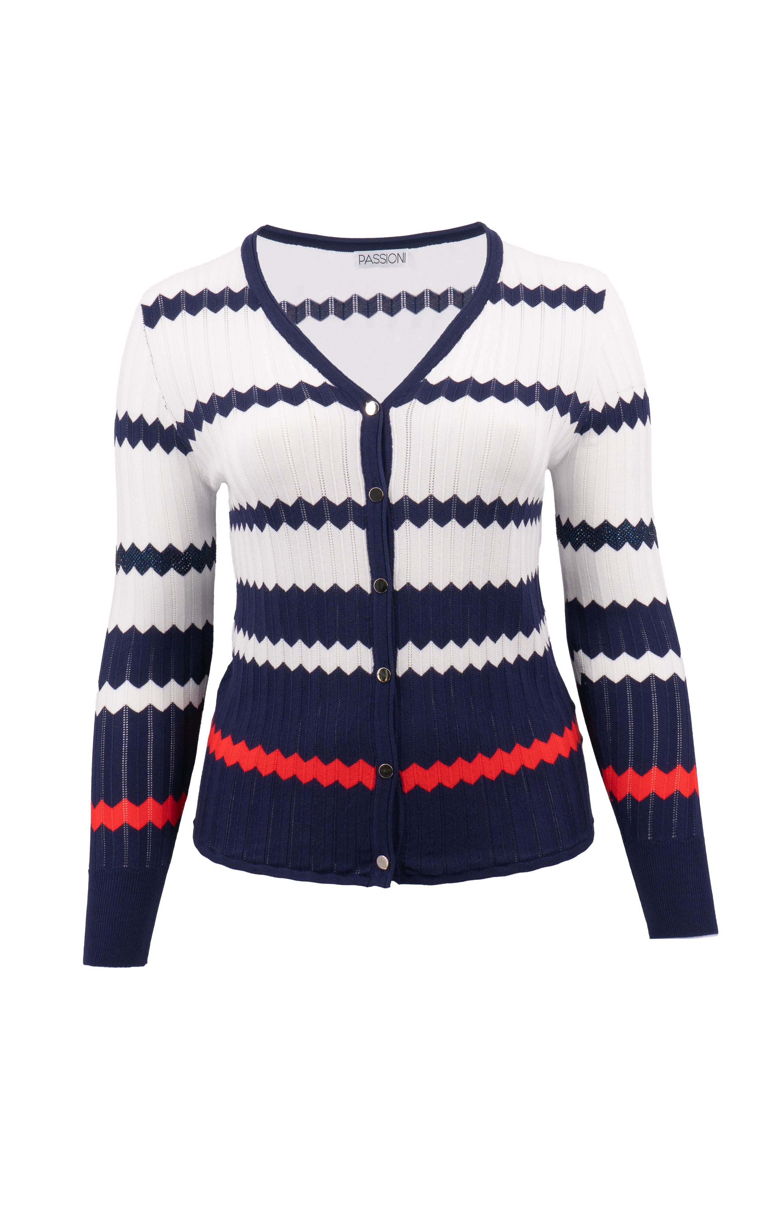 Cardigan Twinset mit Zick-Zack-Streifen-Design