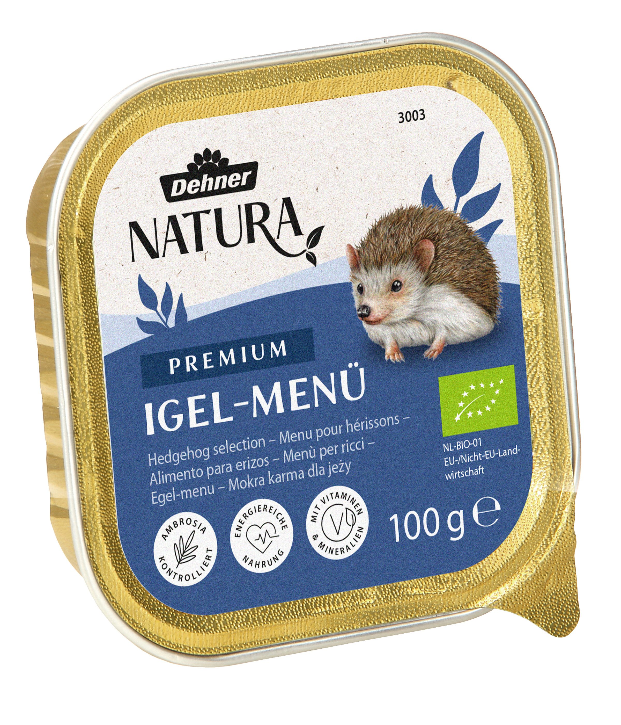 Dehner Natura Premium Igel-Menü, Nassfutter, 16 x 100 g (1.6 kg), für: Igel, artgerechtes, proteinreiches Alleinfutter