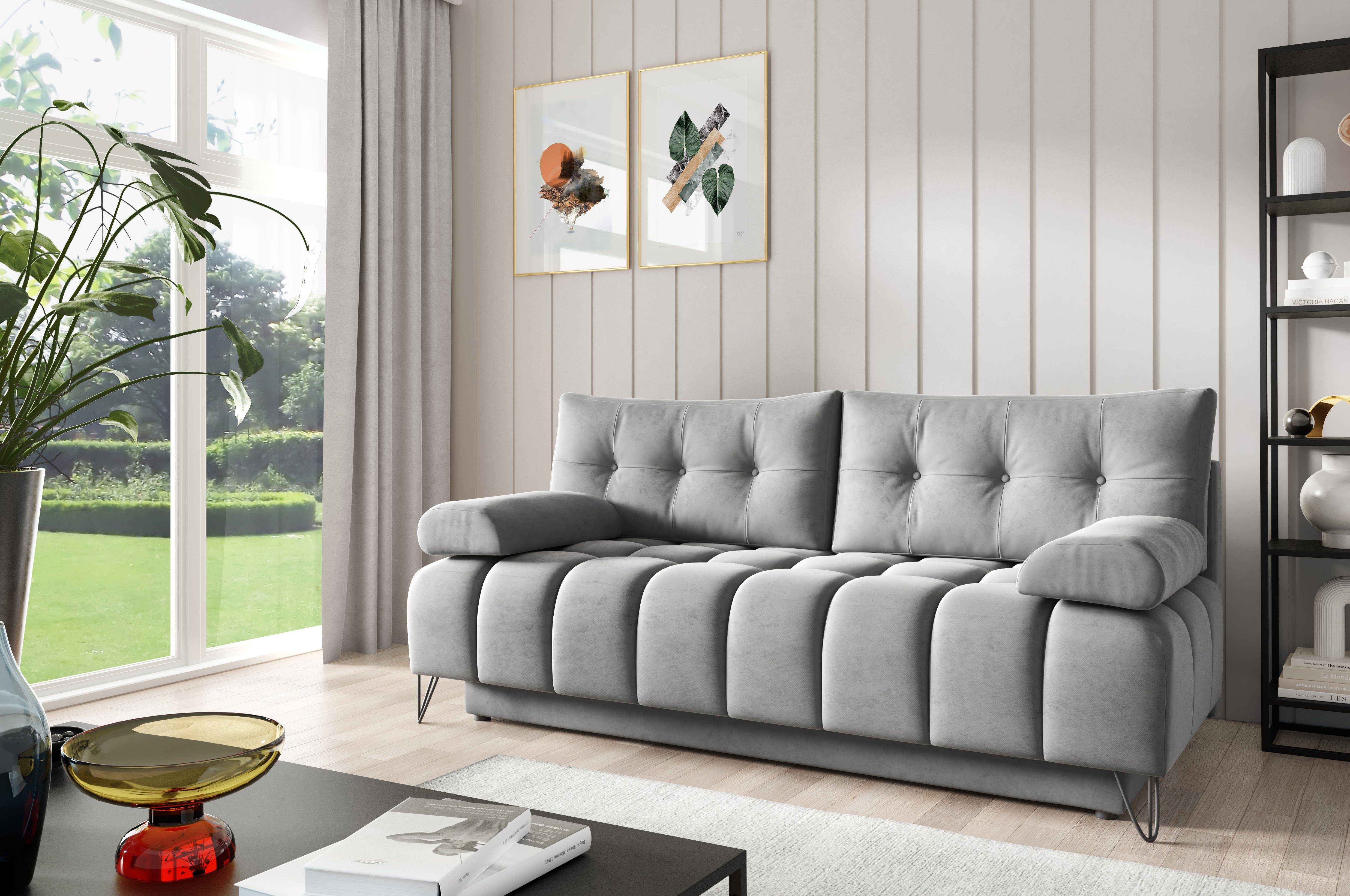 MOEBLO Schlafsofa BRODY, Sofa Bettfunktion Polstersofa - Couch Schlaffunktion Bettkasten cm, mit mit und Wohnzimmer Wohnlandschaft (BxHxT): 197x93x100 Sofagarnitur für