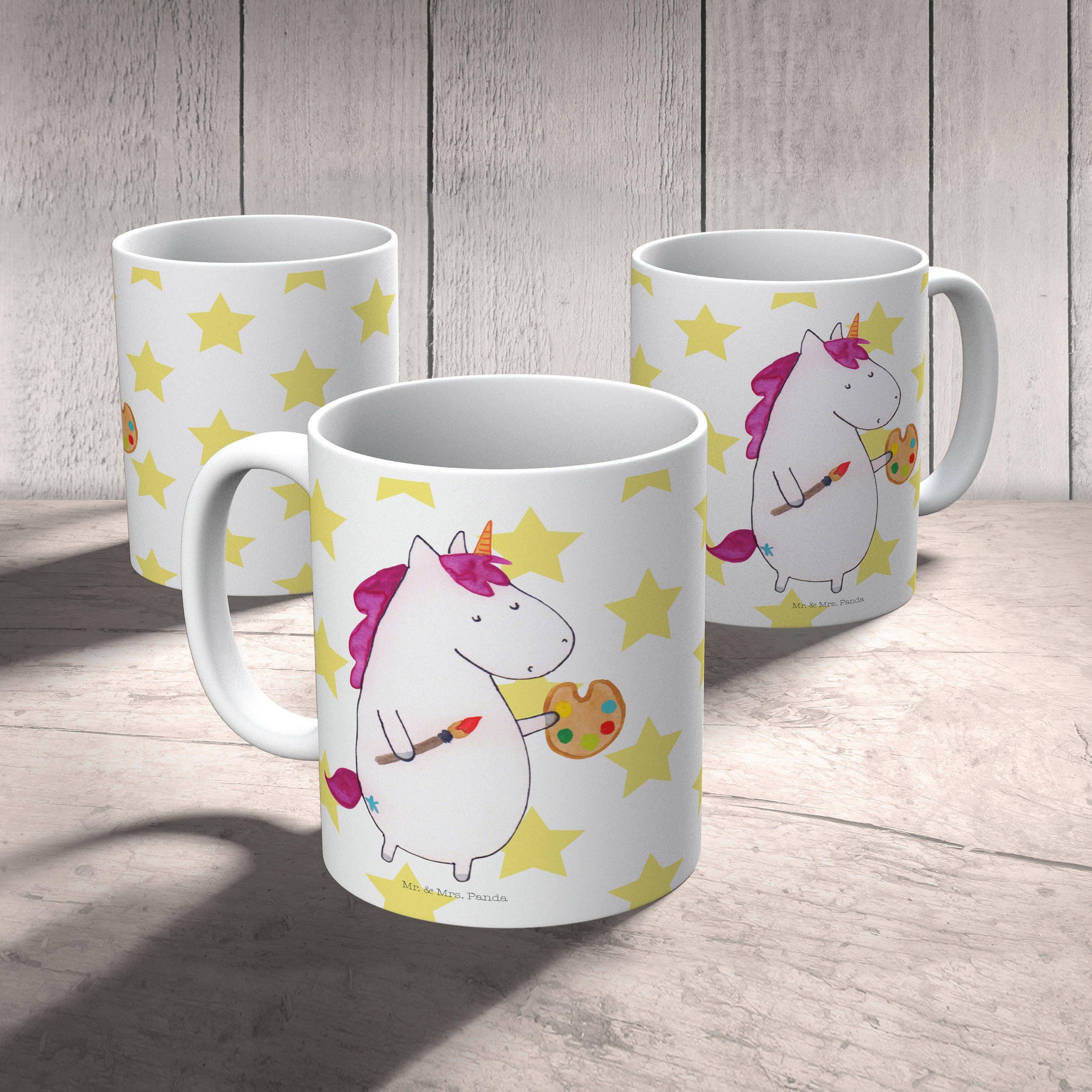 Einhorn Künstler Geschenk, - Weiß Kaffeetasse, Tasse Teebecher, Mr. & Keramik Becher, - Panda Mrs.