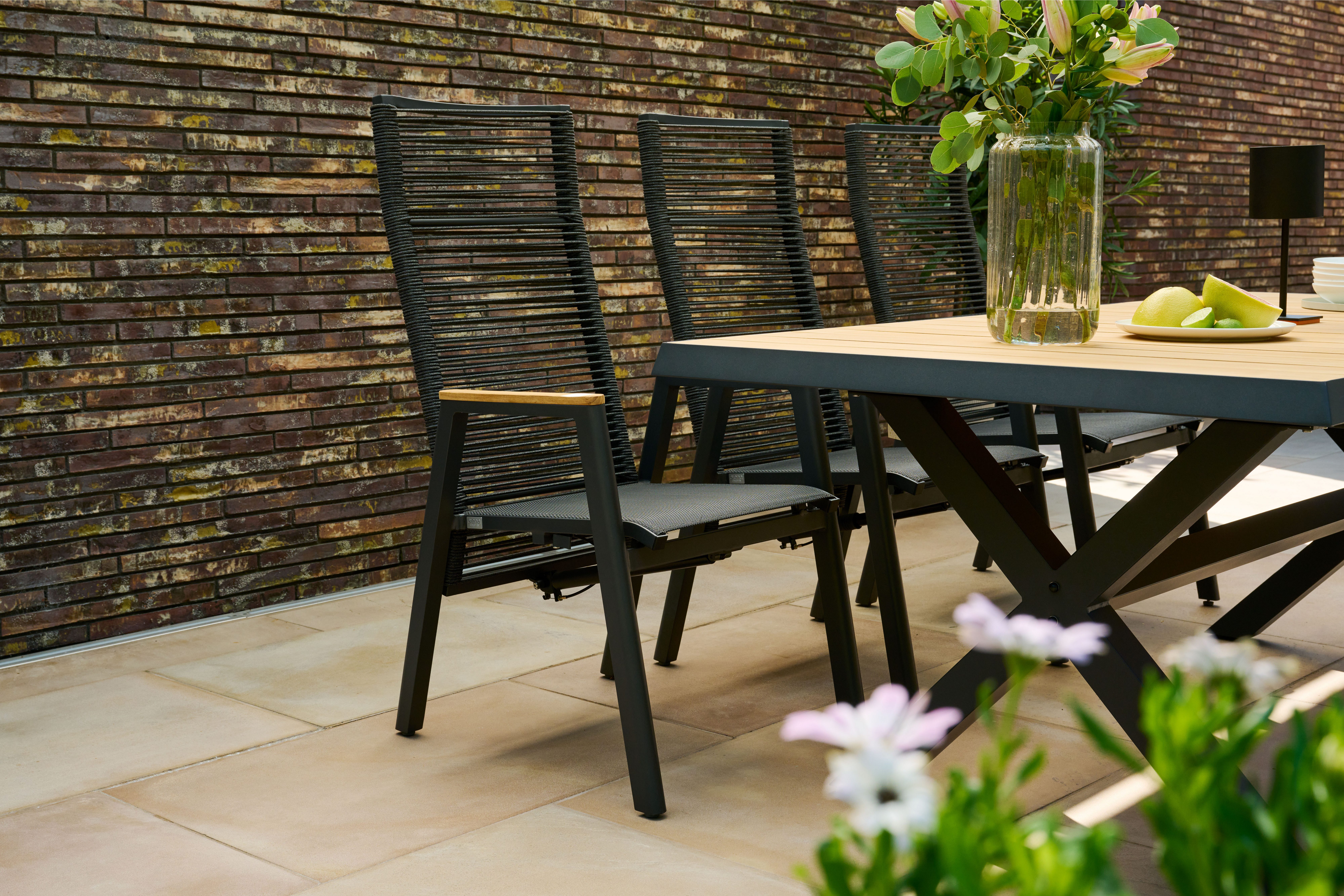 Siena Garden Gartensessel BOLOGNA Move Sessel, Aluminiumgestell, Rope Geflecht, Armlehnen aus Teak FSC 100%