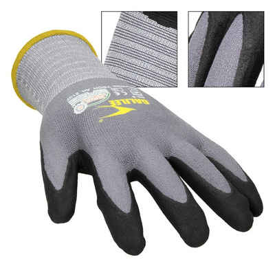 ECD Germany Arbeitshandschuh-Set Arbeitshandschuhe Mechanikerhandschuhe Montagehandschuhe 36 Paar Größe 8-M Grau-Schwarz Mikro-Nitrilschaum-Beschichtung