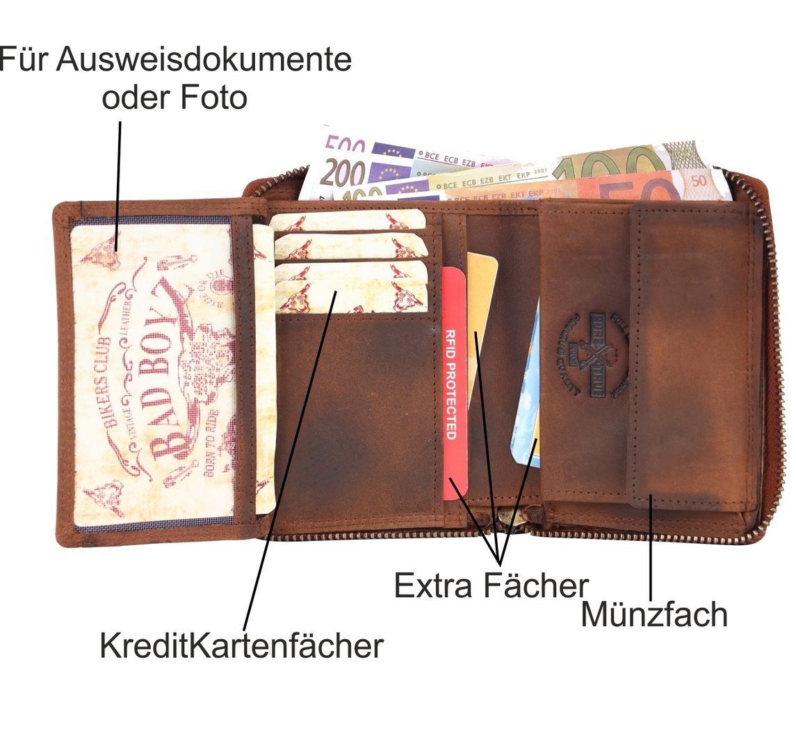 SHG Geldbörse Herren Leder Börse RFID Schutz Brieftasche Portemonnaie, Münzfach und mit