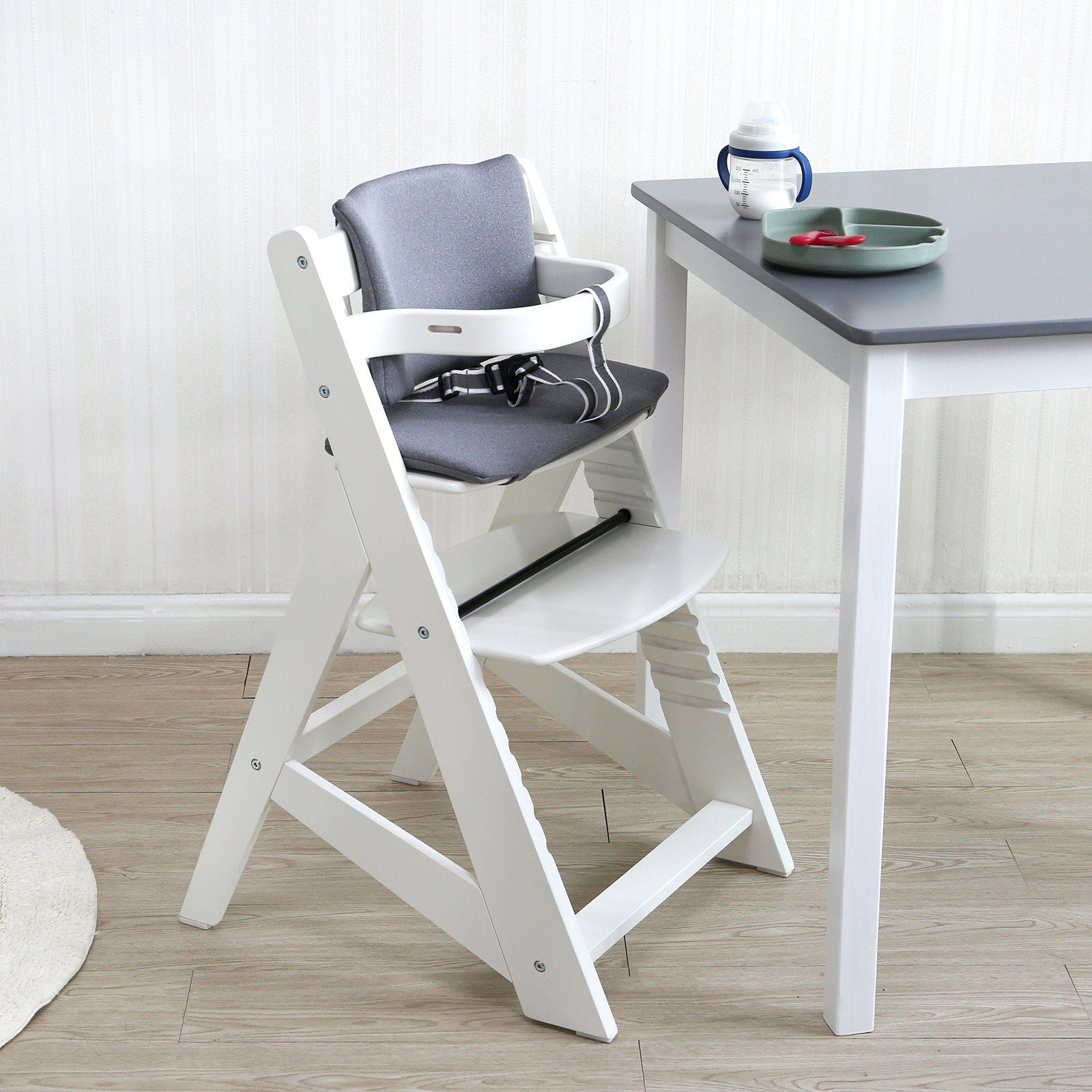 TIGGO Hochstuhl Hochstuhl Kinderhochstuhl Babyhochstuhl Treppenhochstuhl (Packung mit 1 Artikel), Gestell aus Massivholz