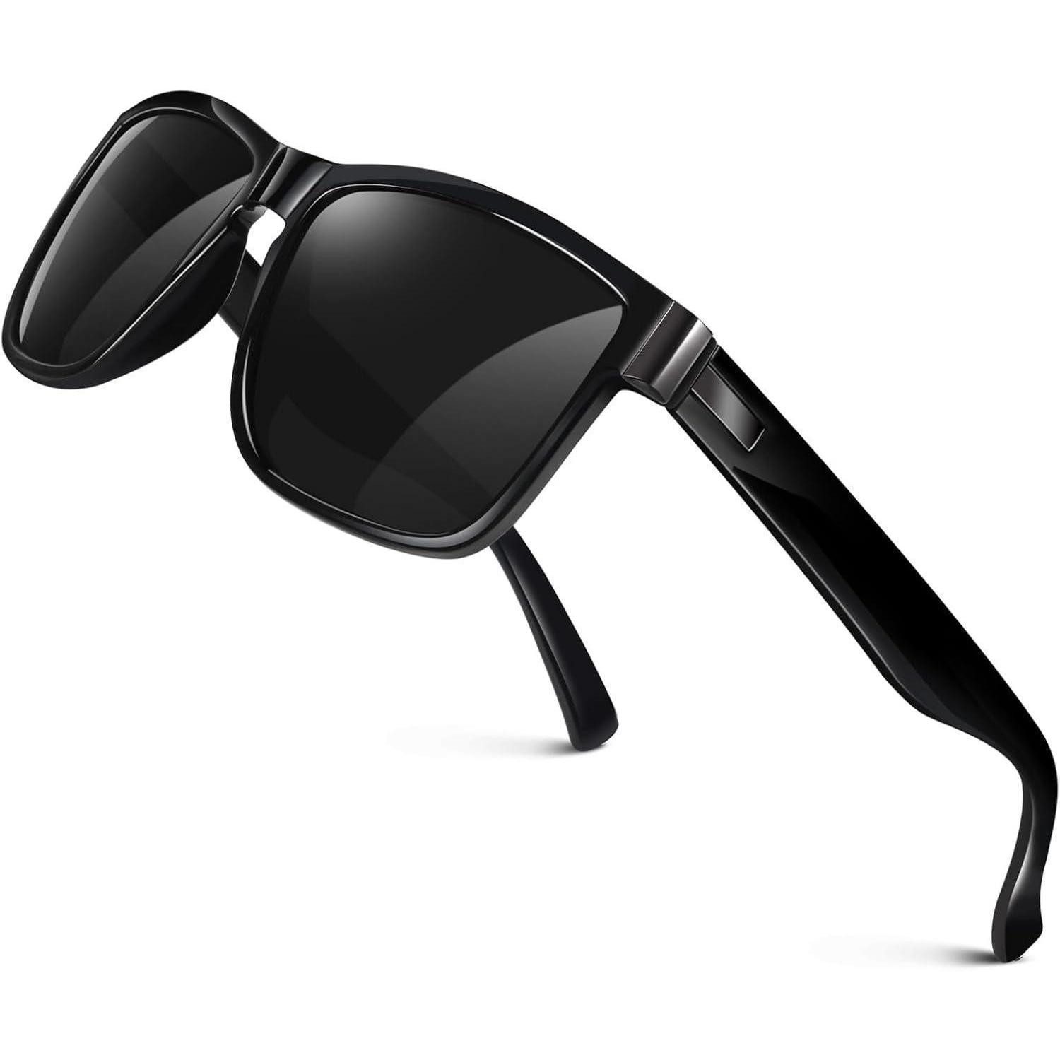 LuxusKollektion Wayfarer Sonnenbrille Polarisiert UV400 Glänzend Schwarz Rahmen Grau Linse