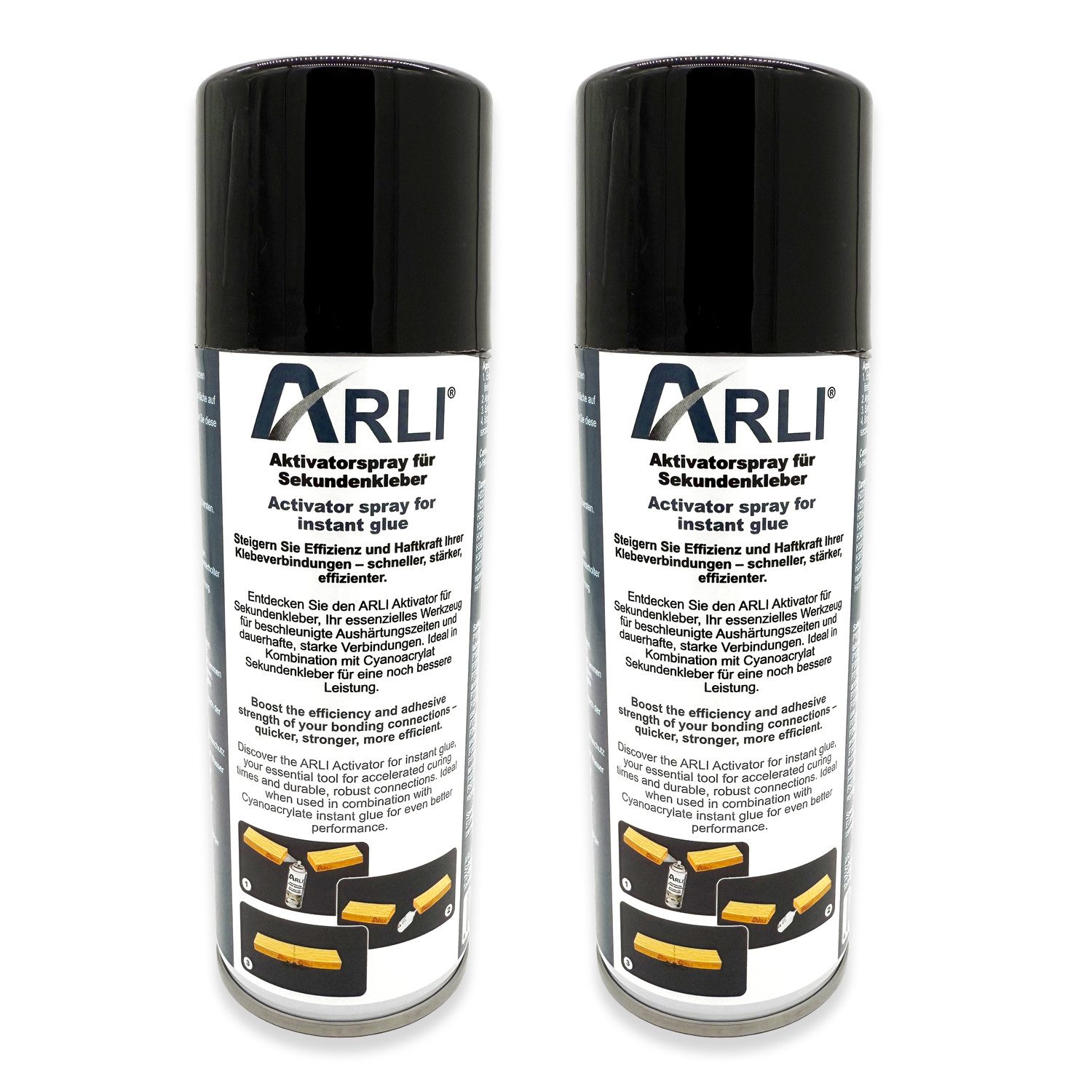 ARLI Montagekleber 2x Aktivator für Sekundenkleber Superkleber Aktivatorspray 200m, (2x 200ml, 2-tlg), Aktivatorspray Spray Cyanacrylat