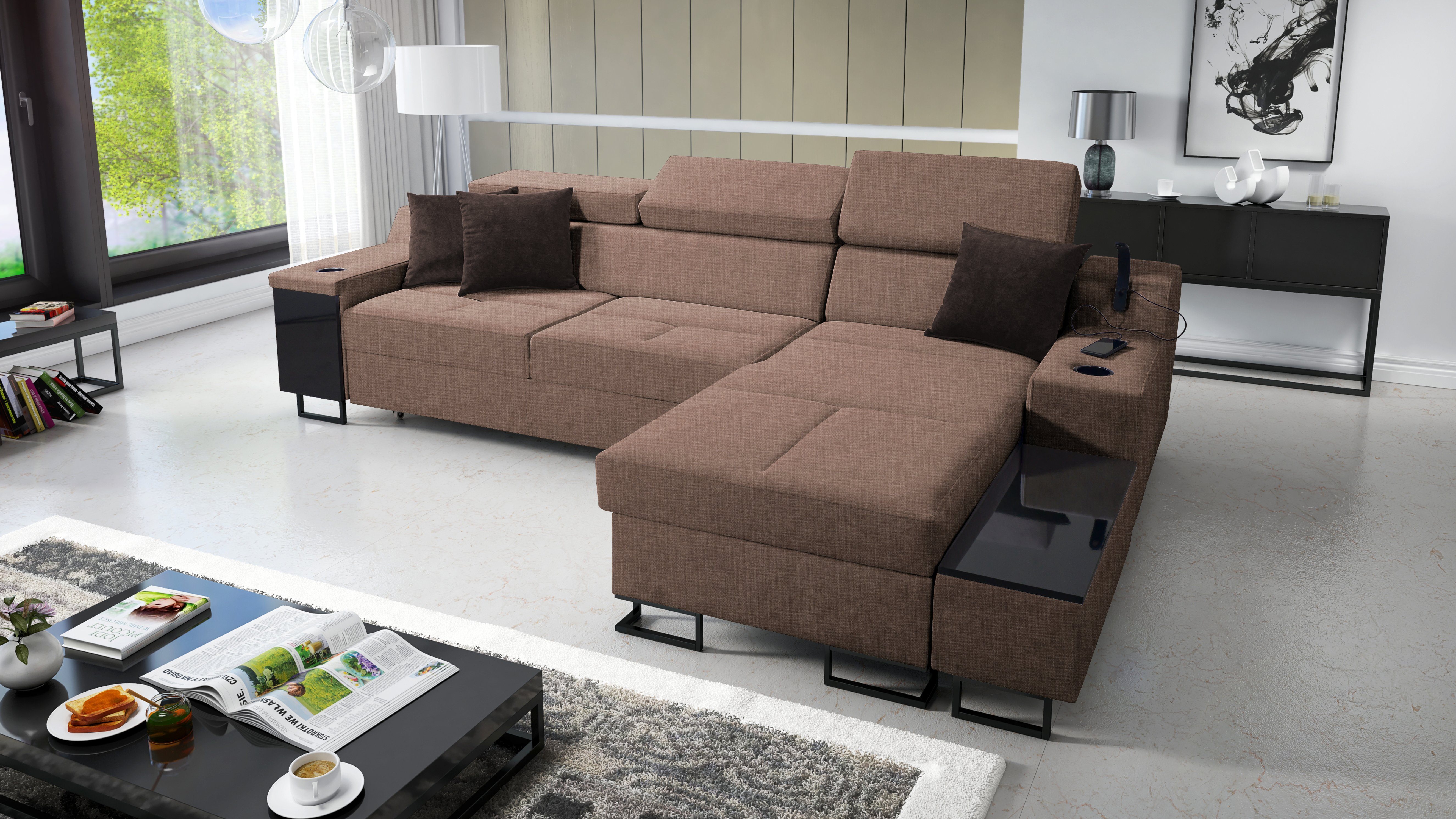 I for & Wohnzimmer für das Moderne Maxi: Bettkasten Schlaffunktion SAWANA25 Aria Home Ecksofa Best